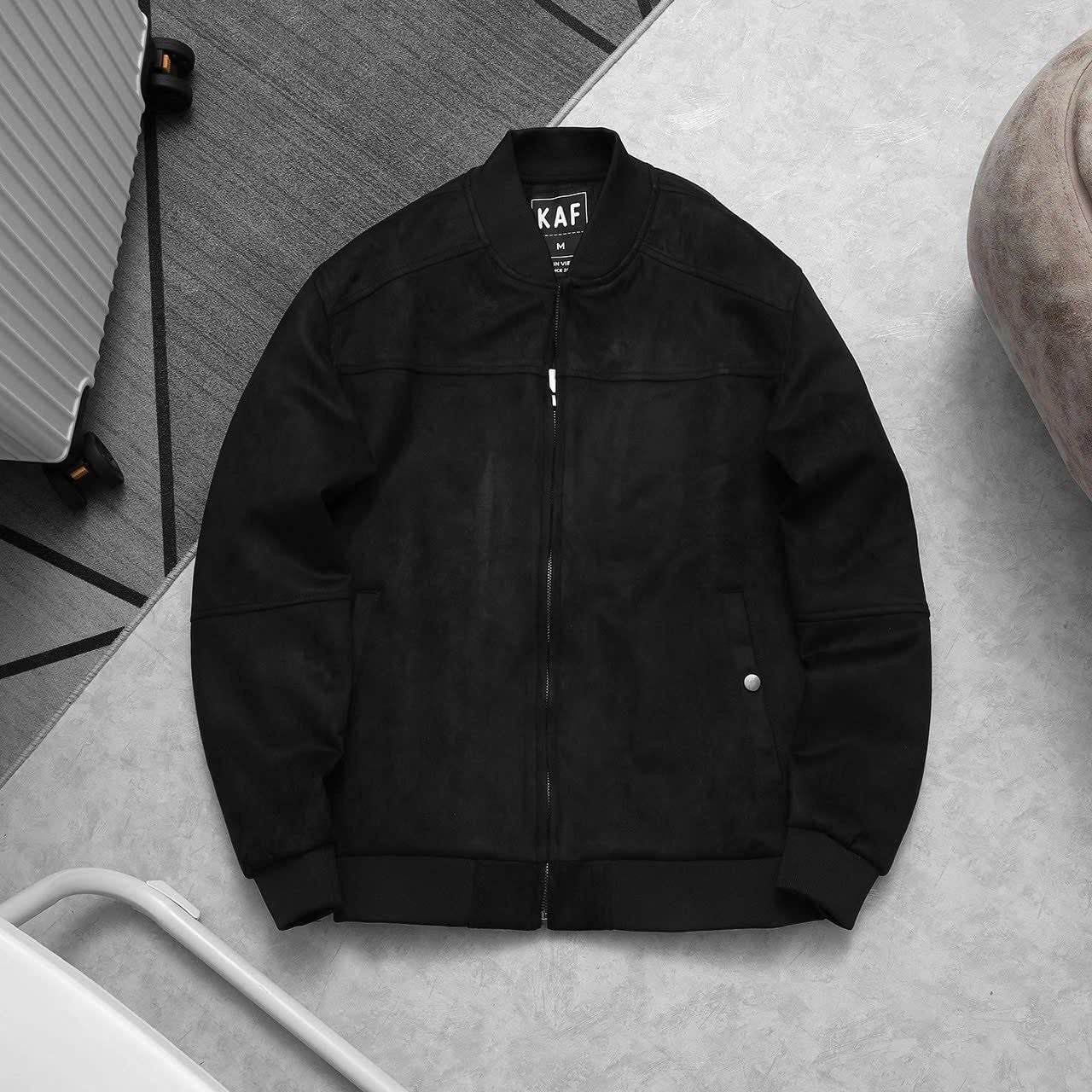  [ẢNH THẬT] Áo Khoác Bomber Da Lộn Nam Trơn KAF 25 