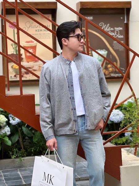  [ẢNH THẬT] Áo Khoác Cardigan Nam Phối Cổ M053 