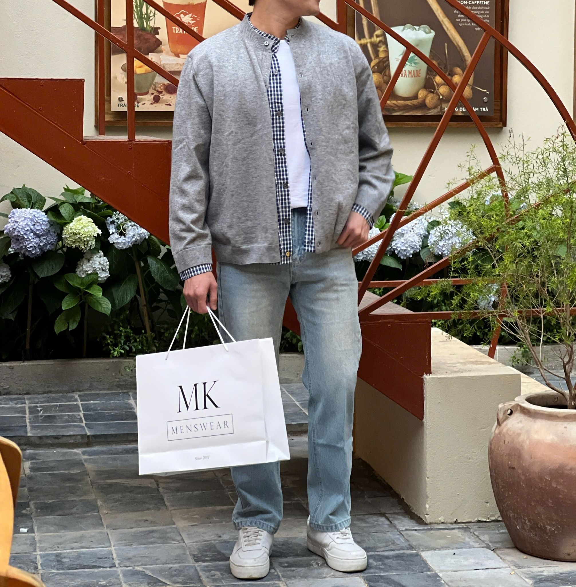  [ẢNH THẬT] Áo Khoác Cardigan Nam Phối Cổ M053 