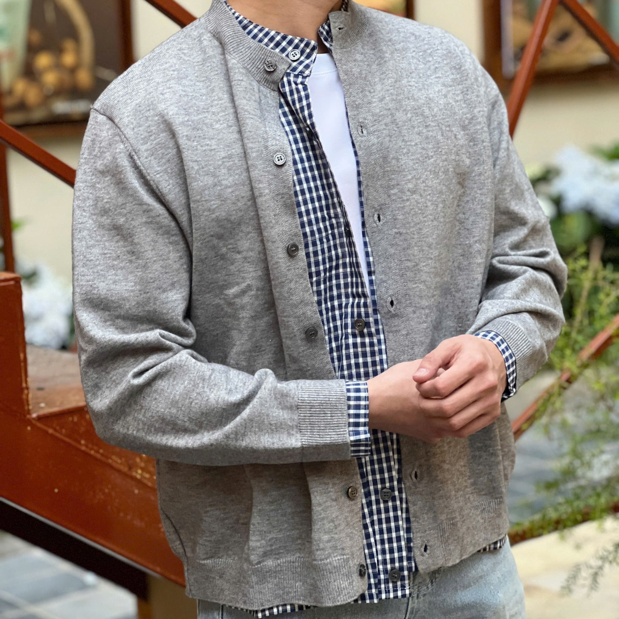  [ẢNH THẬT] Áo Khoác Cardigan Nam Phối Cổ M053 