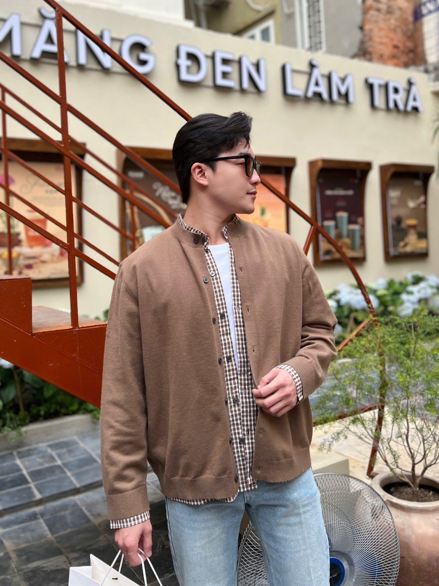  [ẢNH THẬT] Áo Khoác Cardigan Nam Phối Cổ M053 