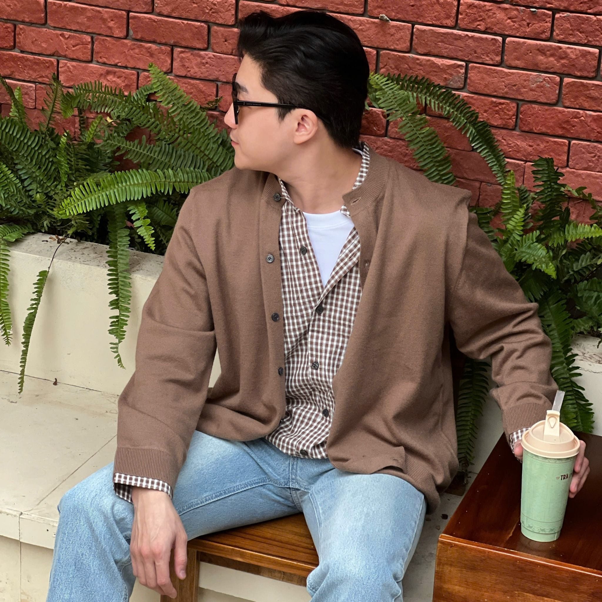  [ẢNH THẬT] Áo Khoác Cardigan Nam Phối Cổ M053 