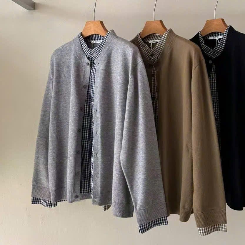  [ẢNH THẬT] Áo Khoác Cardigan Nam Phối Cổ M053 
