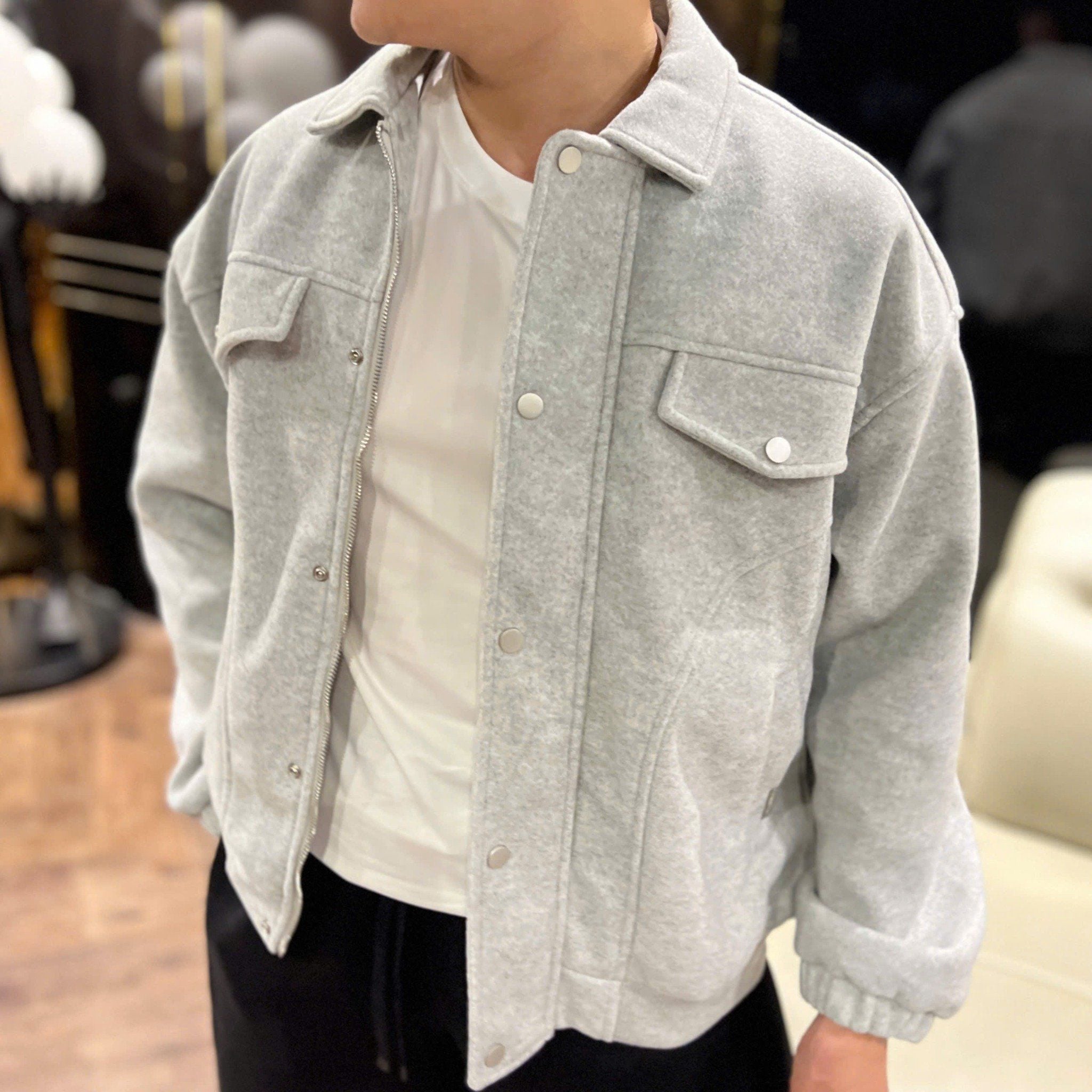  [ẢNH THẬT] Áo Khoác Dạ Nam Trơn Túi Ngực 8089 