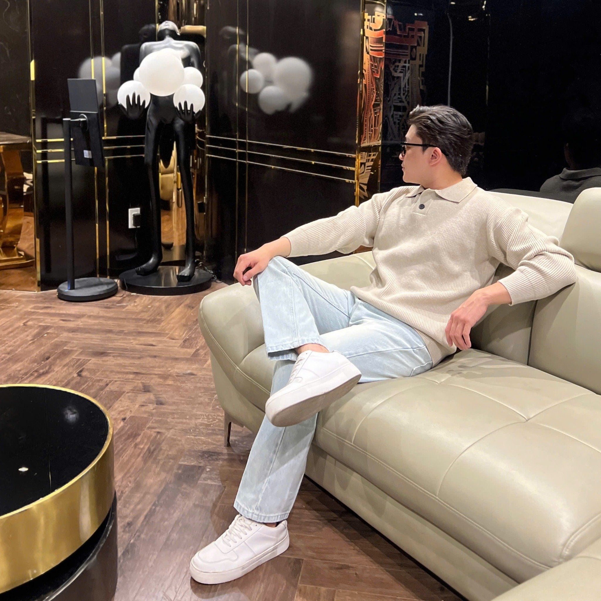  [ẢNH THẬT] Polo Len Dài Tay Nam Trơn B1201 