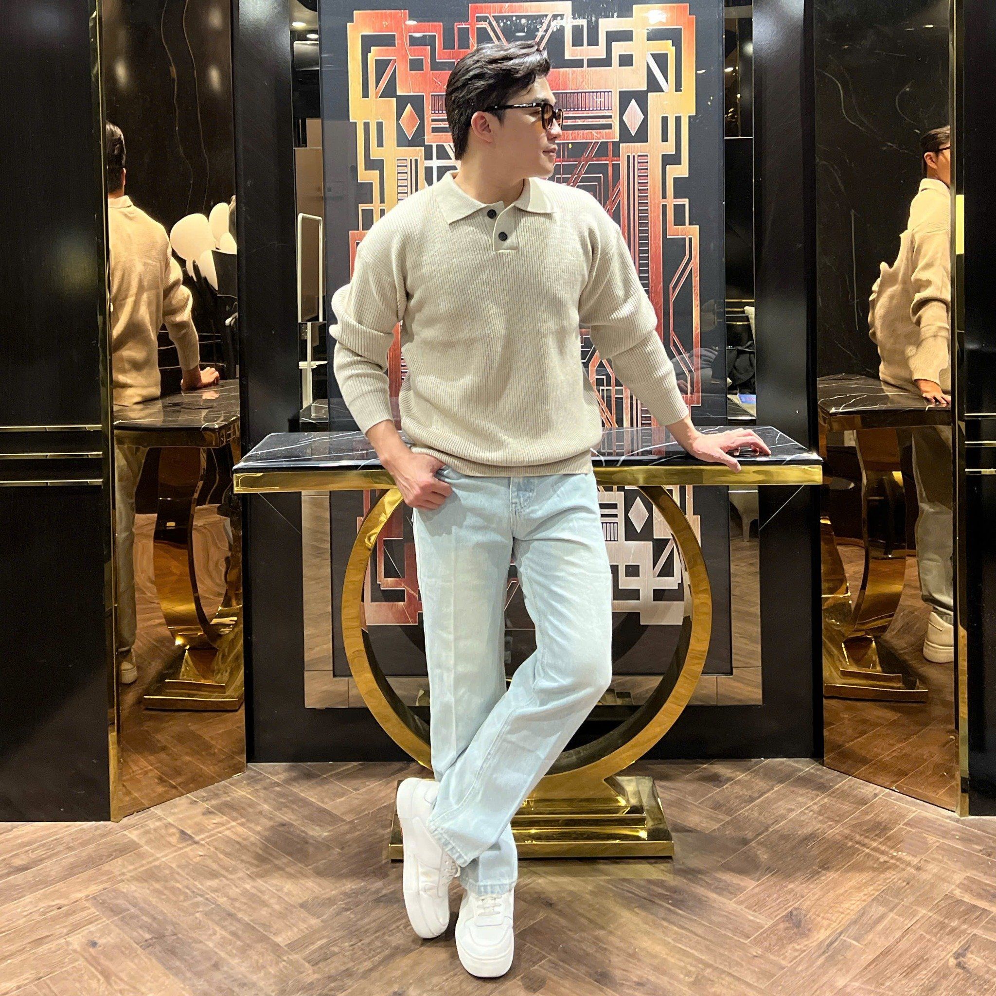  [ẢNH THẬT] Polo Len Dài Tay Nam Trơn B1201 