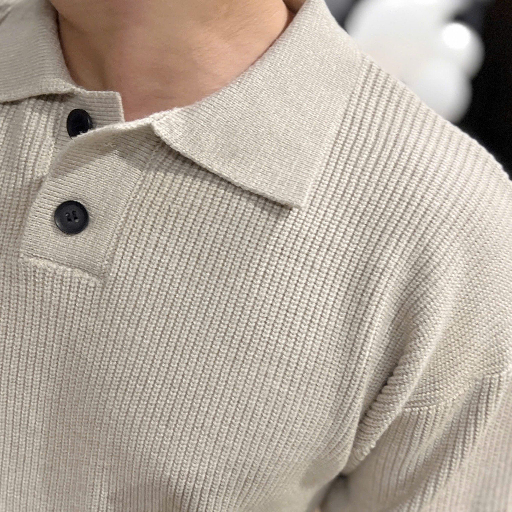  [ẢNH THẬT] Polo Len Dài Tay Nam Trơn B1201 