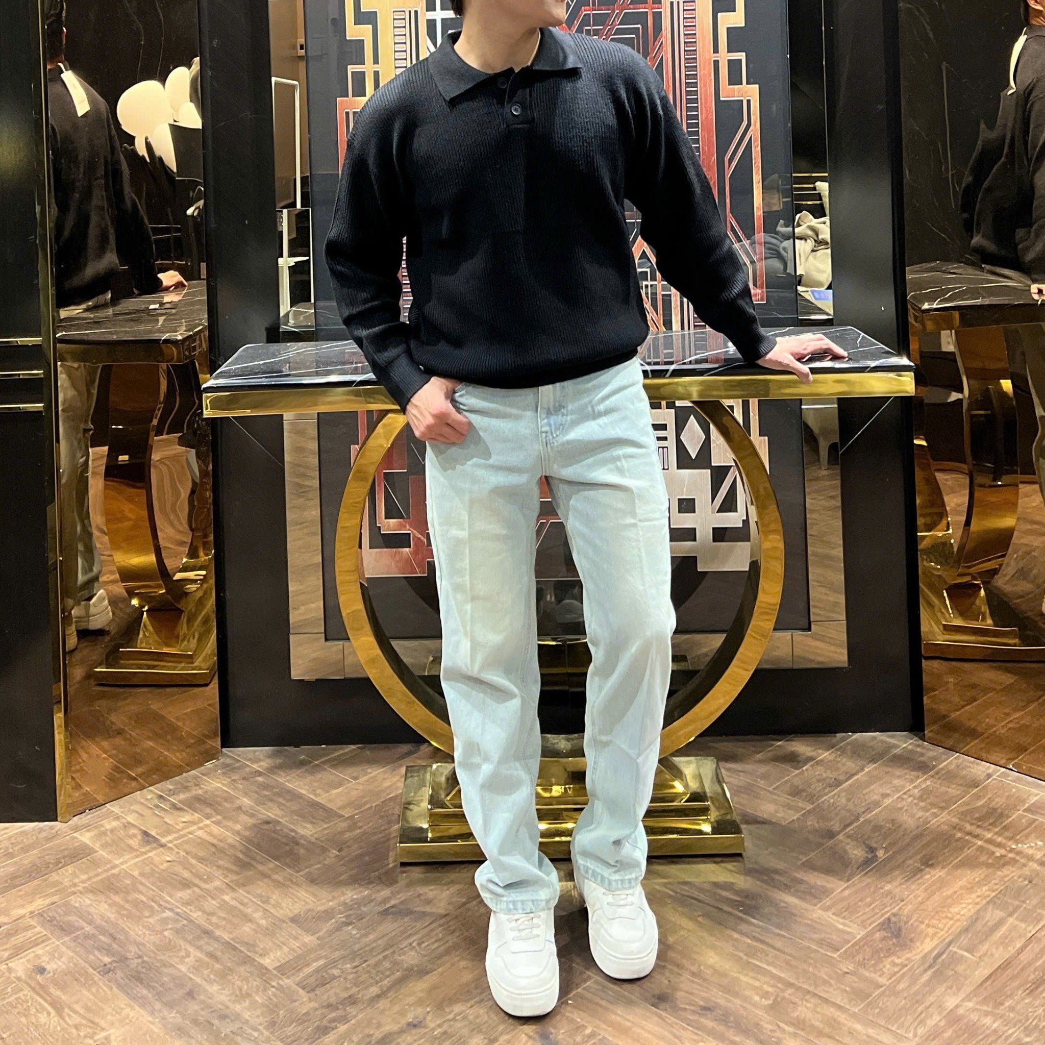  [ẢNH THẬT] Polo Len Dài Tay Nam Trơn B1201 