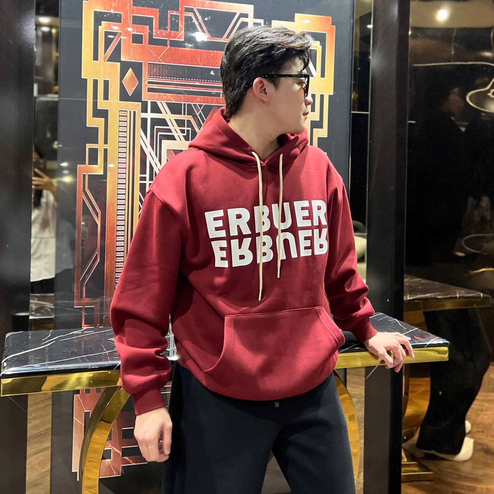  [ẢNH THẬT] Hoodie Nam Nữ Lót Lông Chữ Ngực 86104 