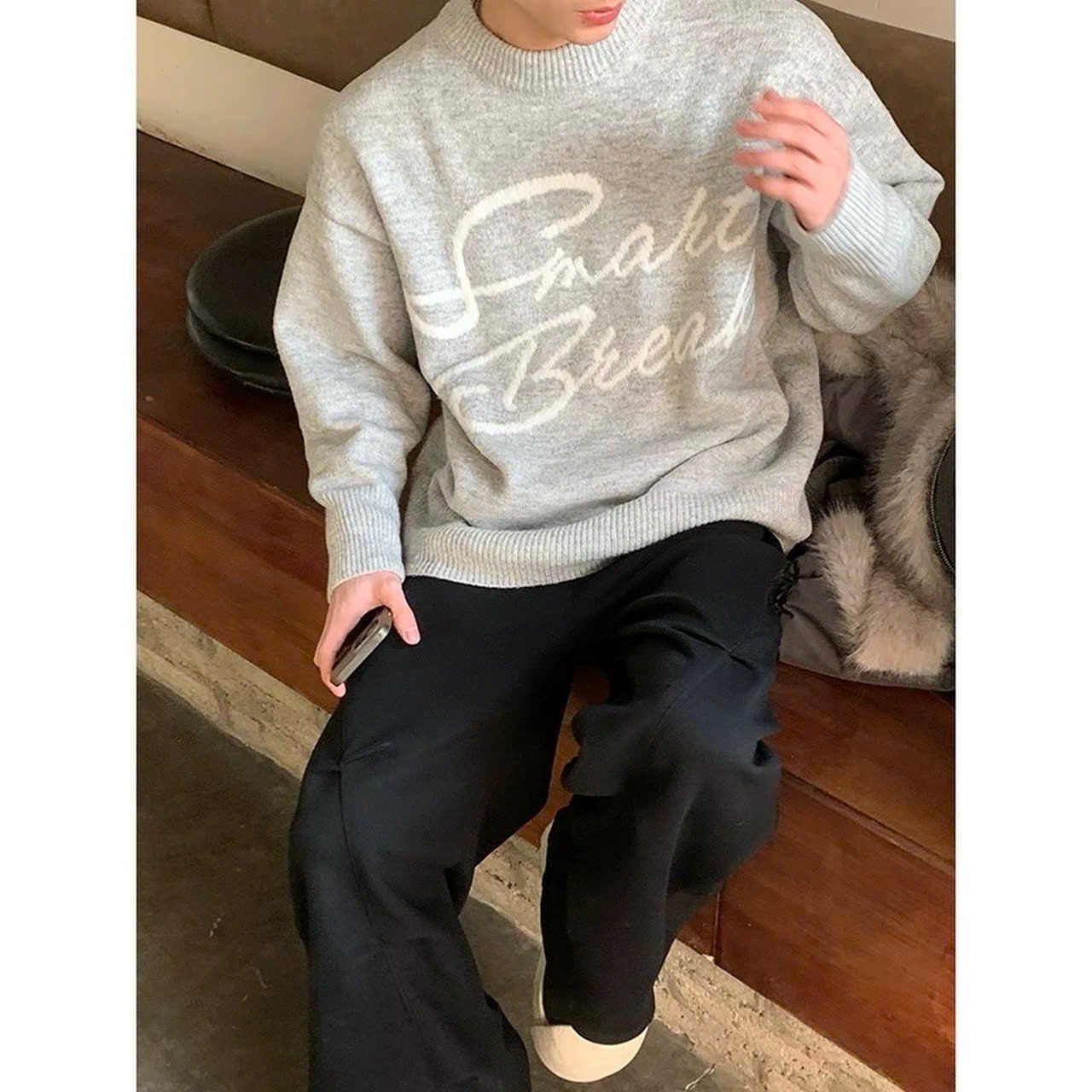  [ẢNH THẬT] Áo Len Dài Tay Nam Nữ Thêu Chữ 5512 