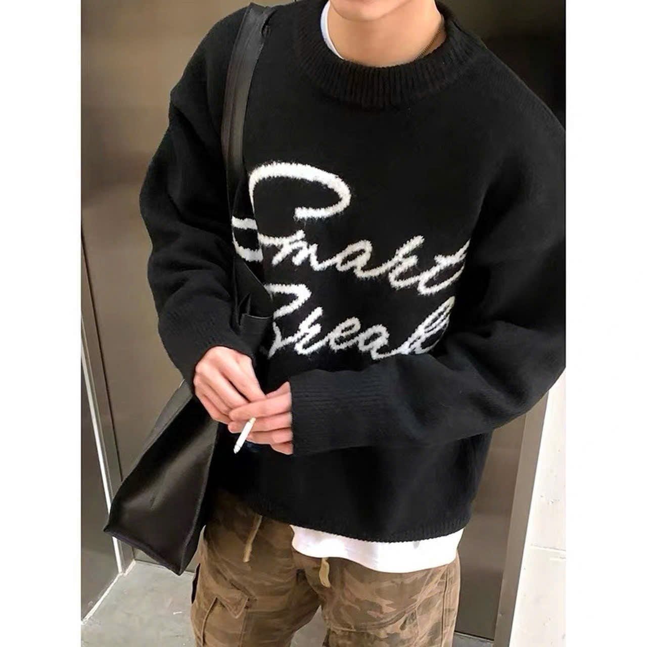  [ẢNH THẬT] Áo Len Dài Tay Nam Nữ Thêu Chữ 5512 