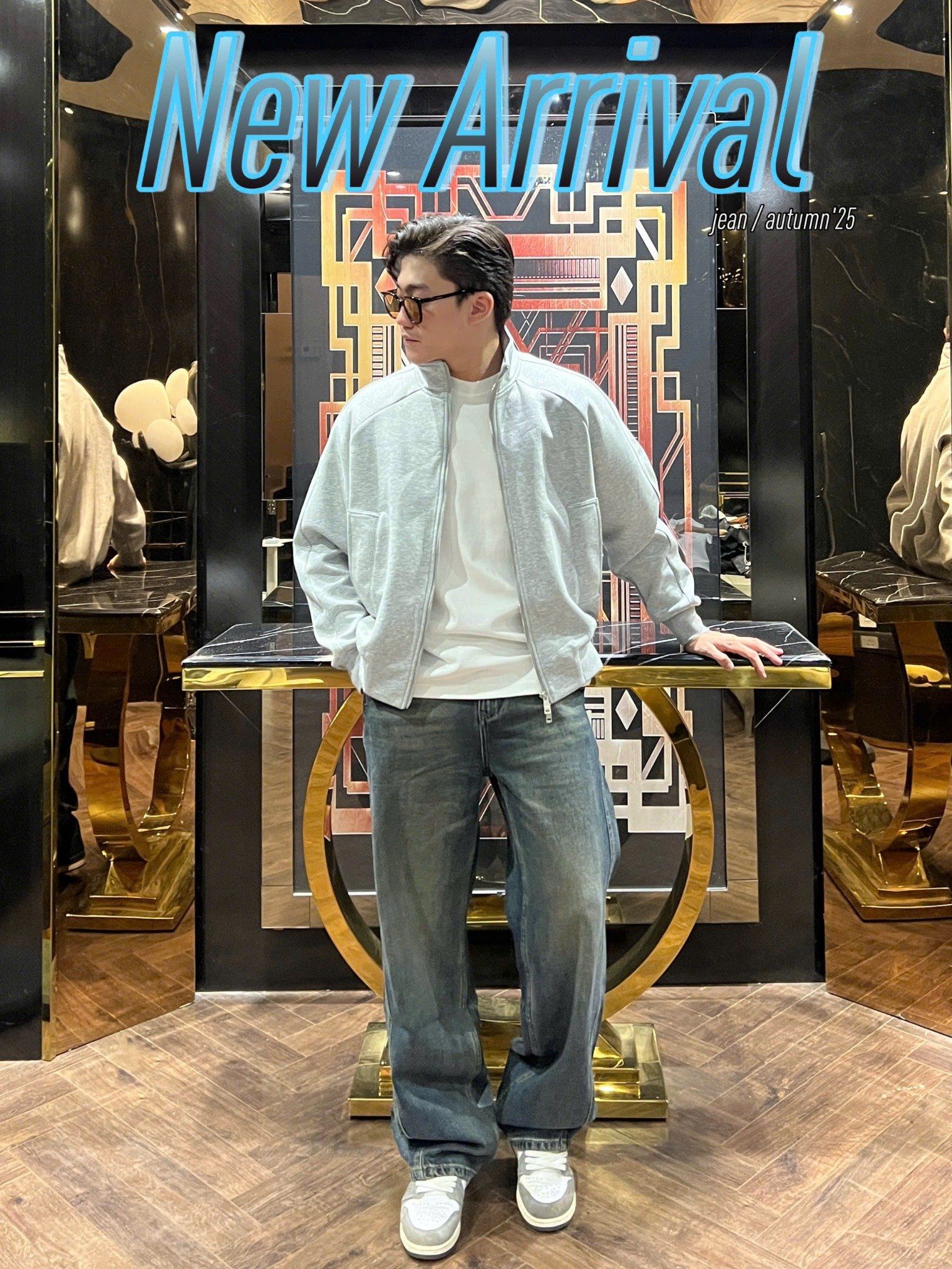  [ẢNH THẬT] Quần Jean Suông Trơn Xanh Đậm Loang N8071 