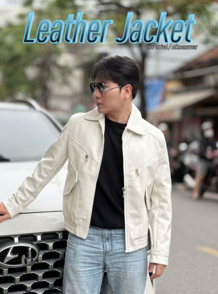  [ẢNH THẬT] Áo Khoác Da Nam Phối Khoá Ngực 897 