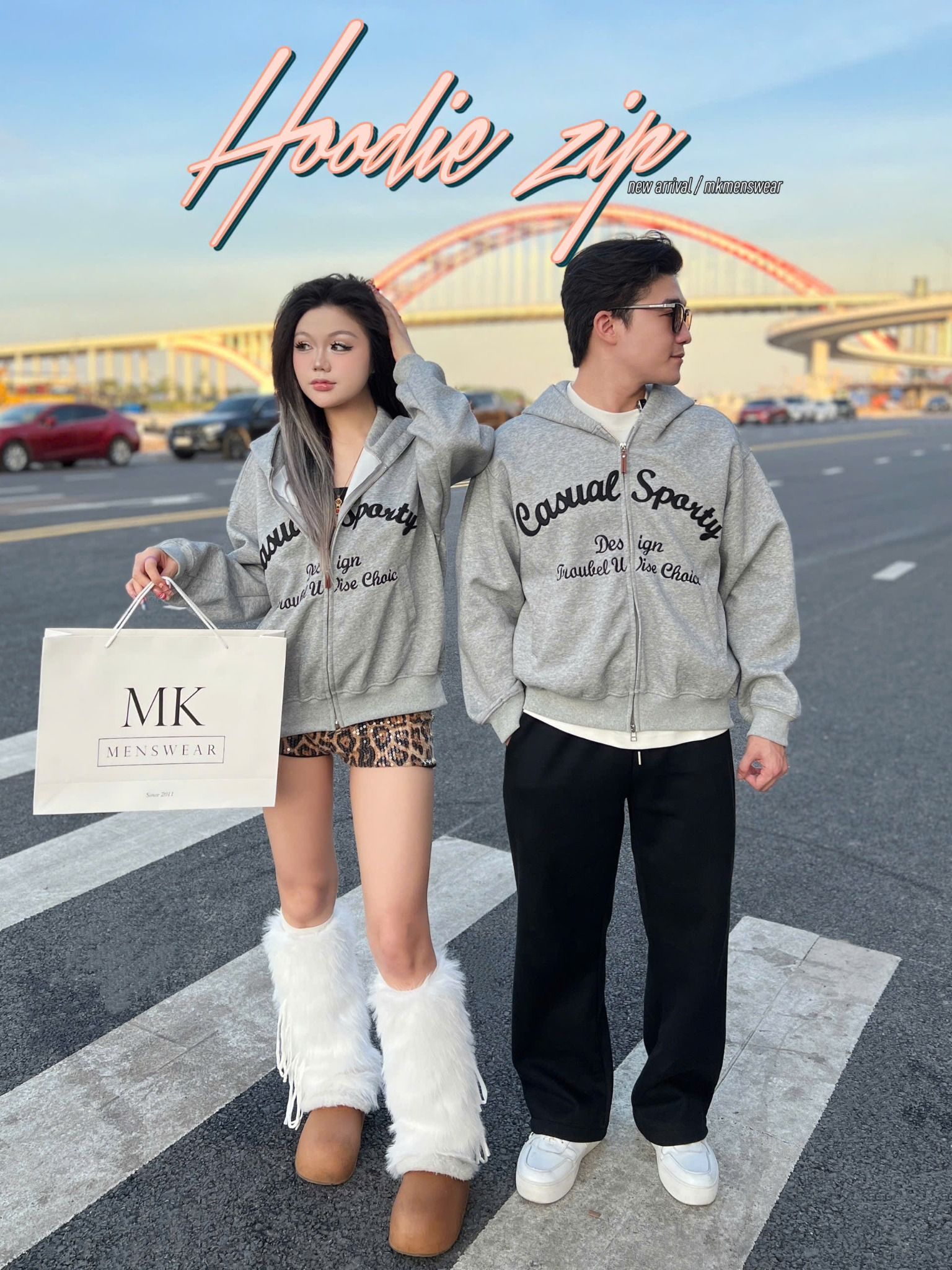  [ẢNH THẬT] Áo Khoác Nỉ Nam Nữ Có Mũ Thêu Chữ 3380 