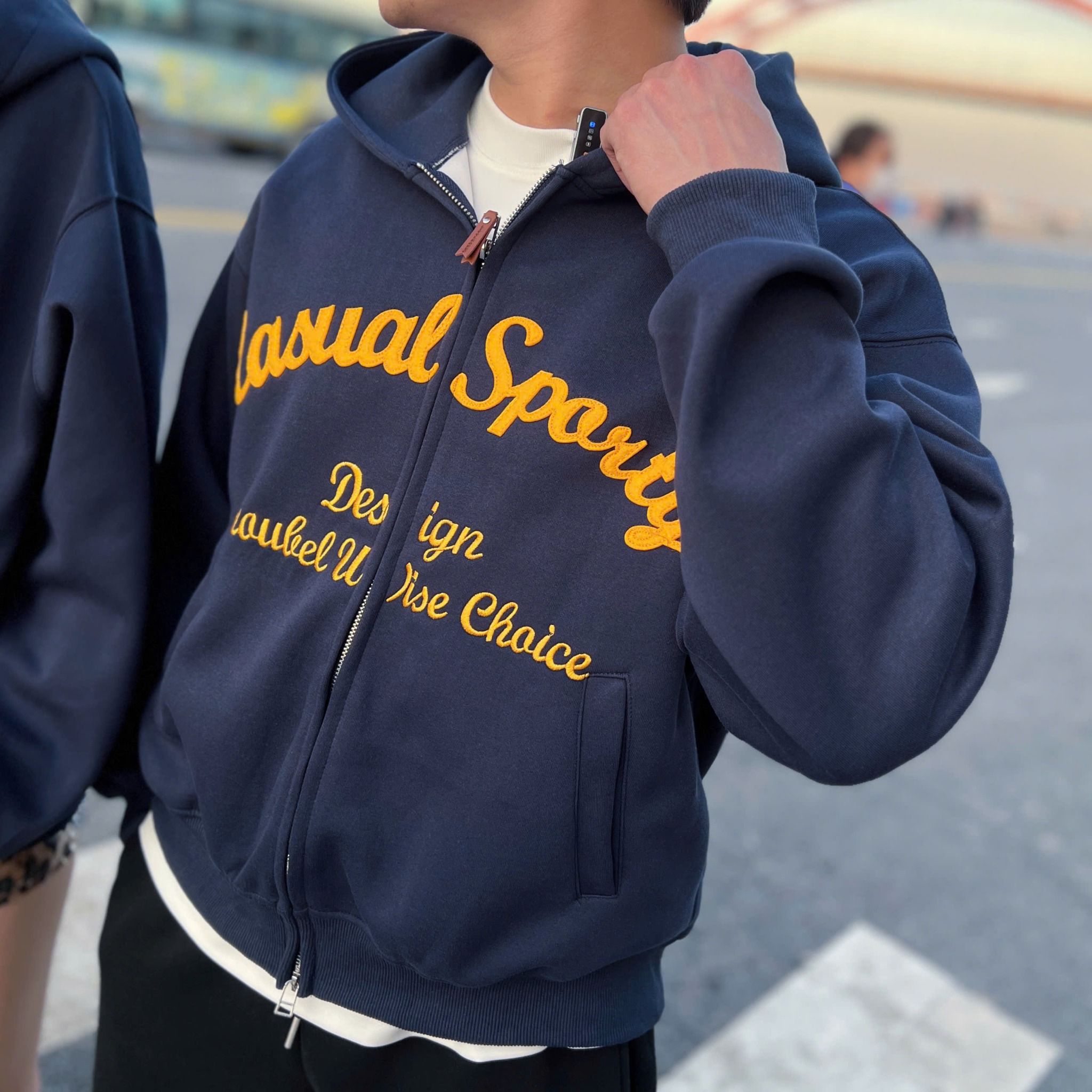  [ẢNH THẬT] Áo Khoác Nỉ Nam Nữ Có Mũ Thêu Chữ 3380 