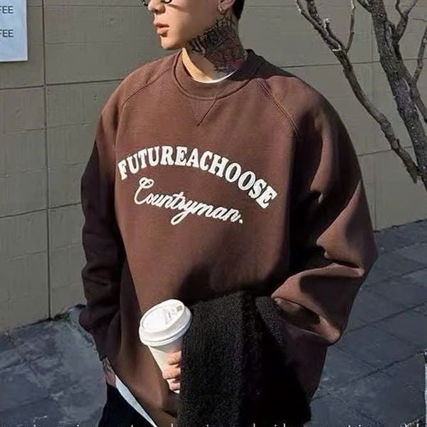  [ẢNH THẬT] Áo Nỉ Dài Tay Nam Nữ Thêu Chữ 3350 