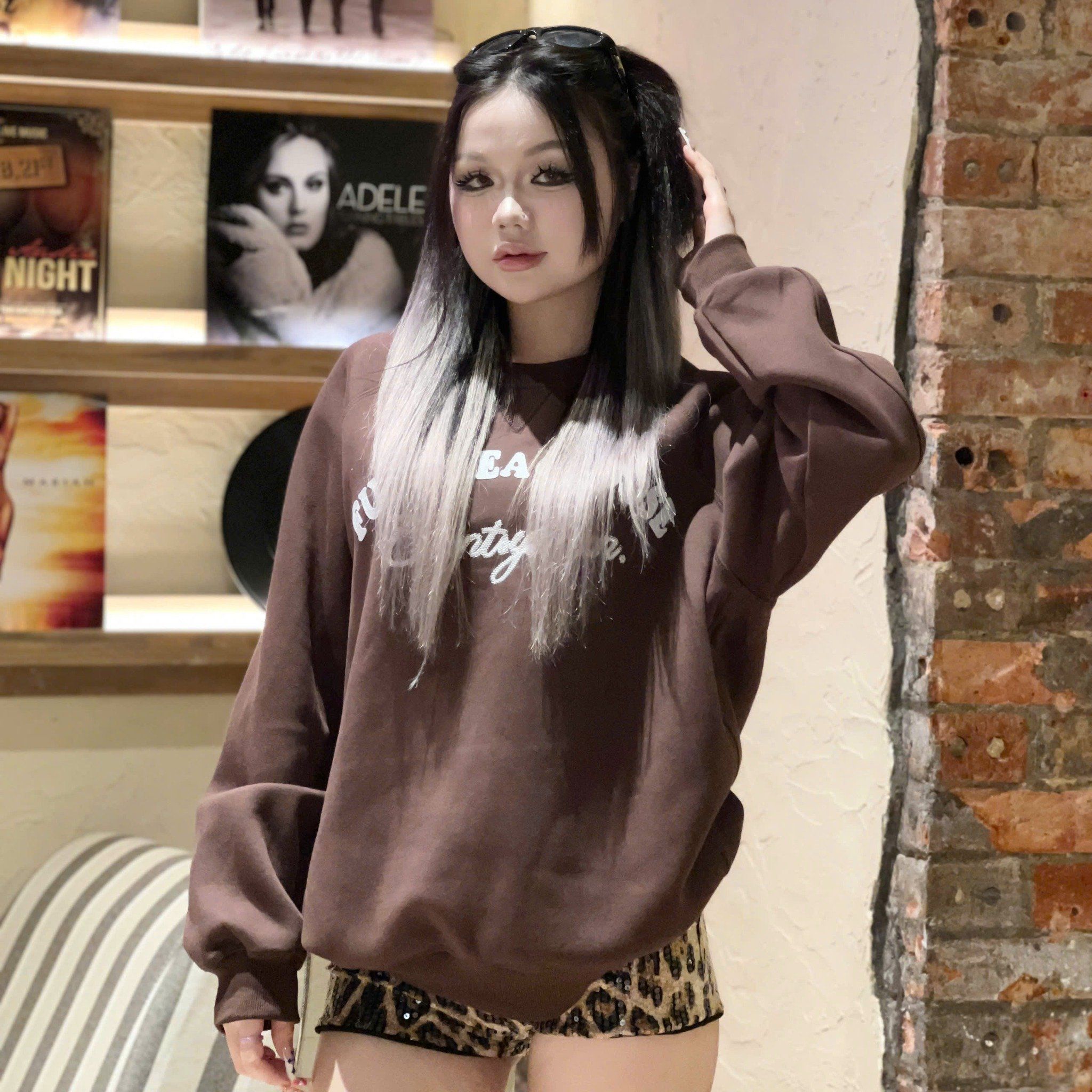  [ẢNH THẬT] Áo Nỉ Dài Tay Nam Nữ Thêu Chữ 3350 