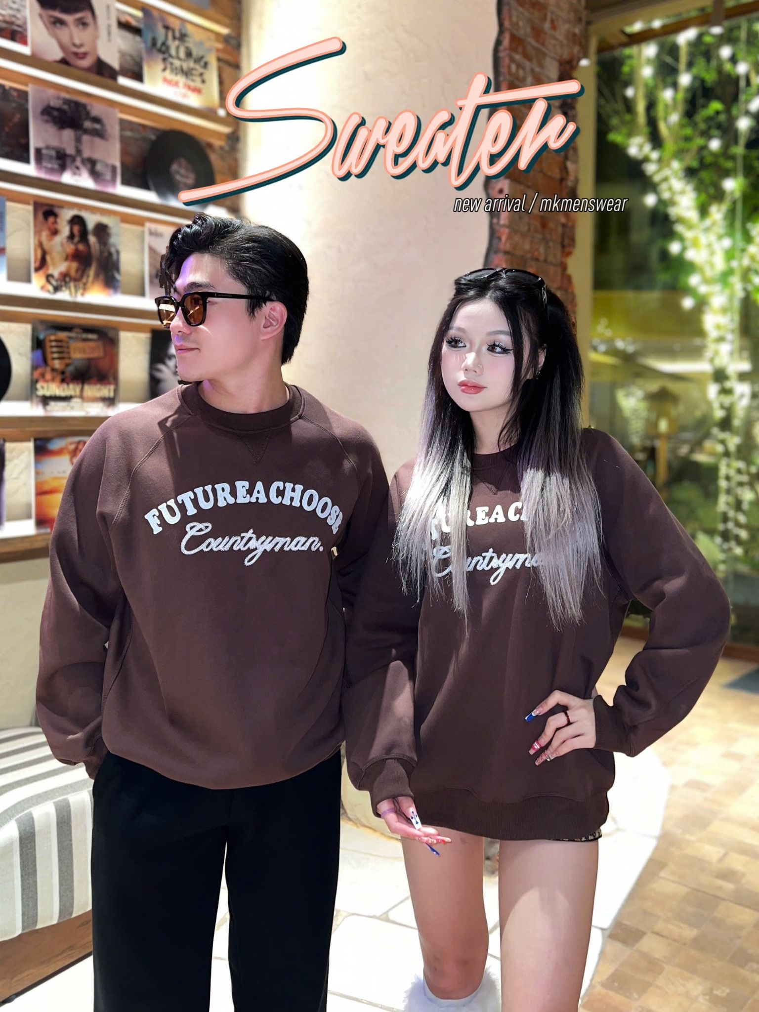  [ẢNH THẬT] Áo Nỉ Dài Tay Nam Nữ Thêu Chữ 3350 