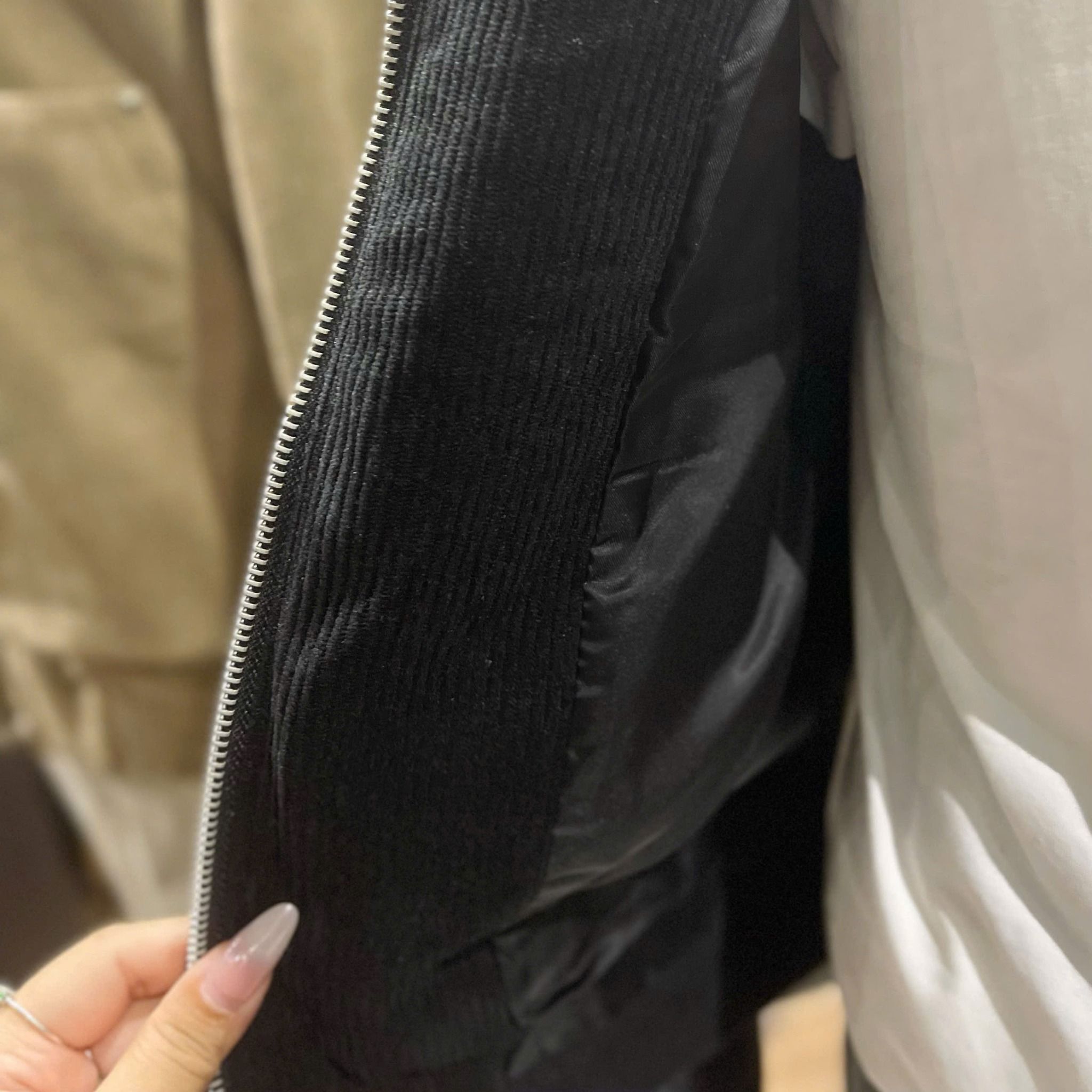  [ẢNH THẬT] Áo Khoác Nhung Dài Tay Nam Túi Ngựa Khoá Kéo 892 