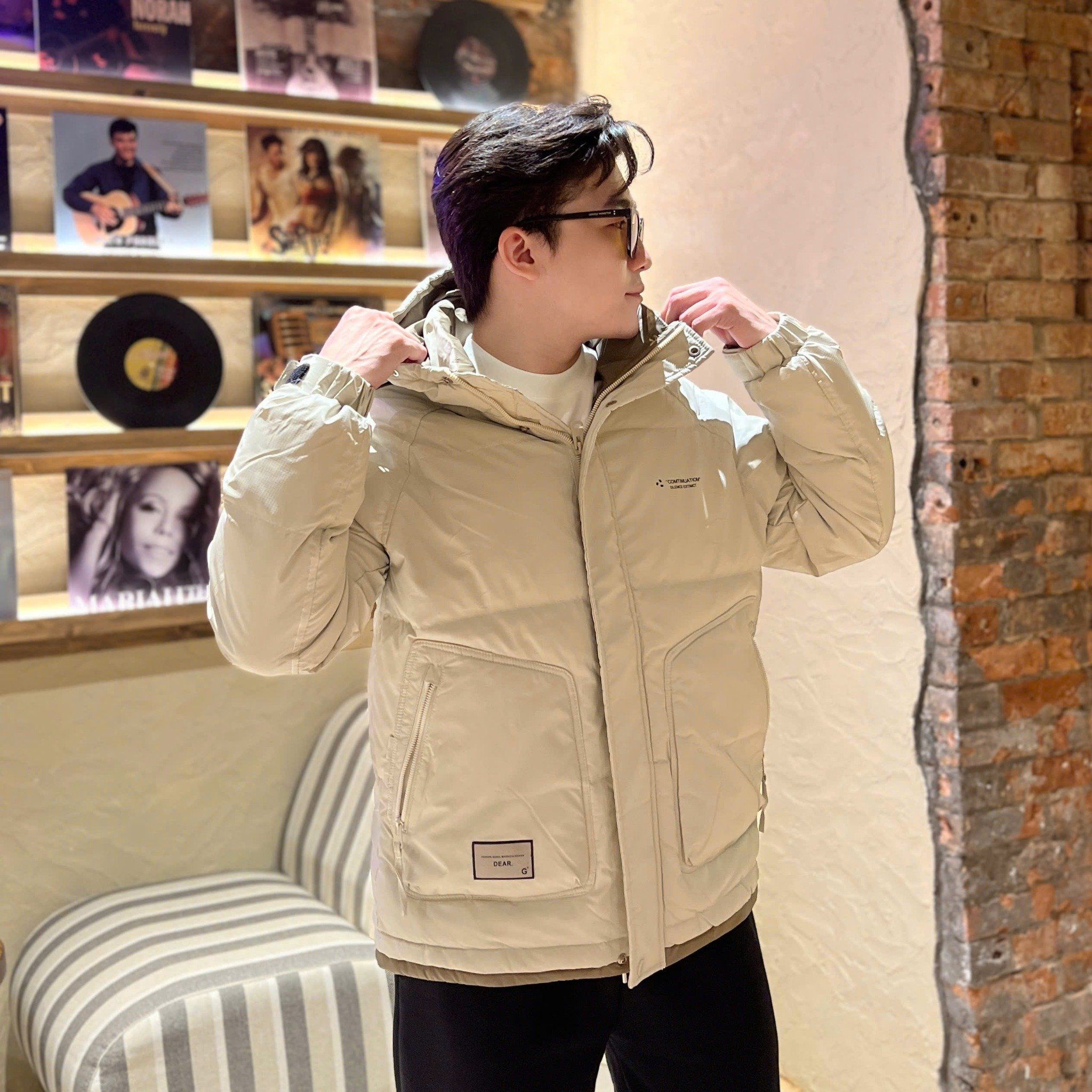  [ẢNH THẬT] Áo Khoác Phao Trần Bông Nam Chữ Ngực Nhỏ 8801 