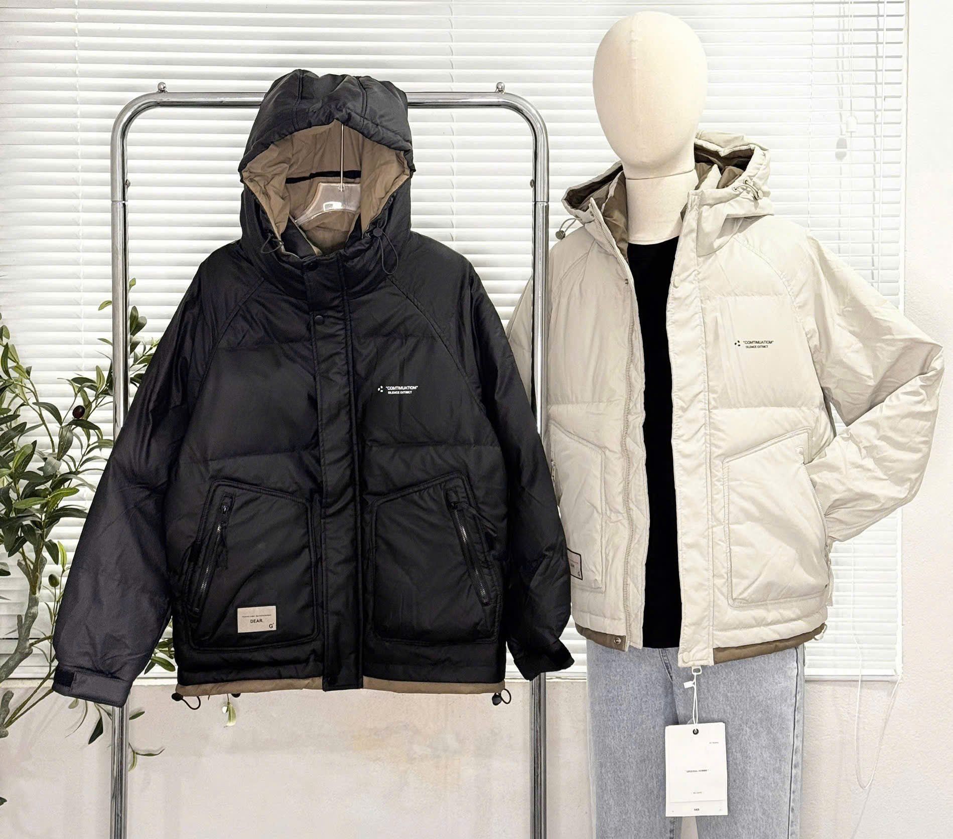  [ẢNH THẬT] Áo Khoác Phao Trần Bông Nam Chữ Ngực Nhỏ 8801 