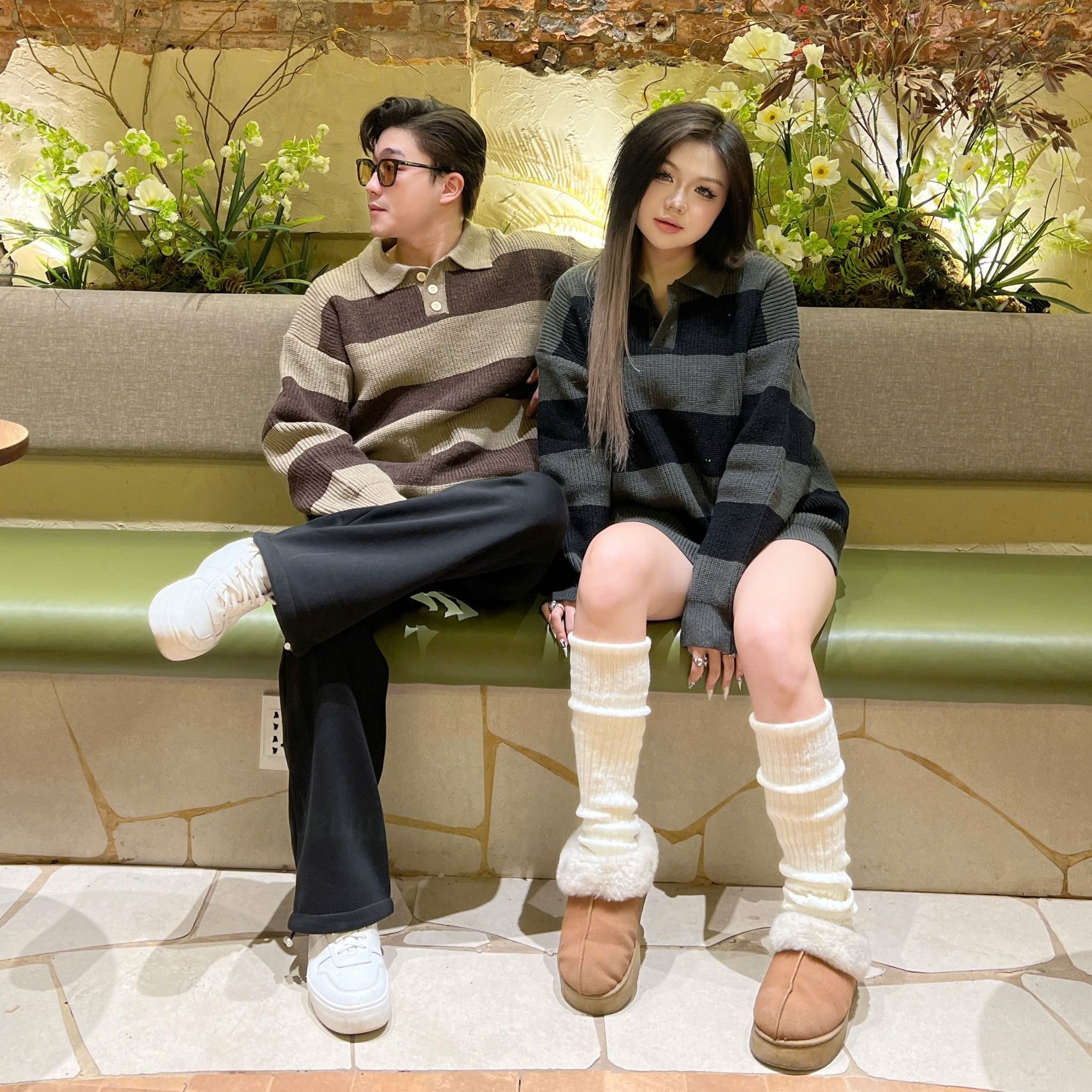  [ẢNH THẬT] Polo Len Dài Tay Nam Nữ Kẻ Ngang 8066 