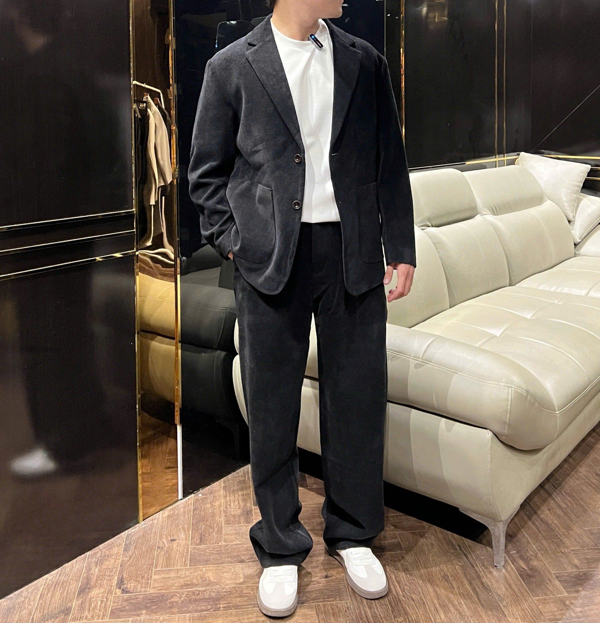  [ẢNH THẬT] Set Blazer Nam Dáng Hàn Trơn 9810 