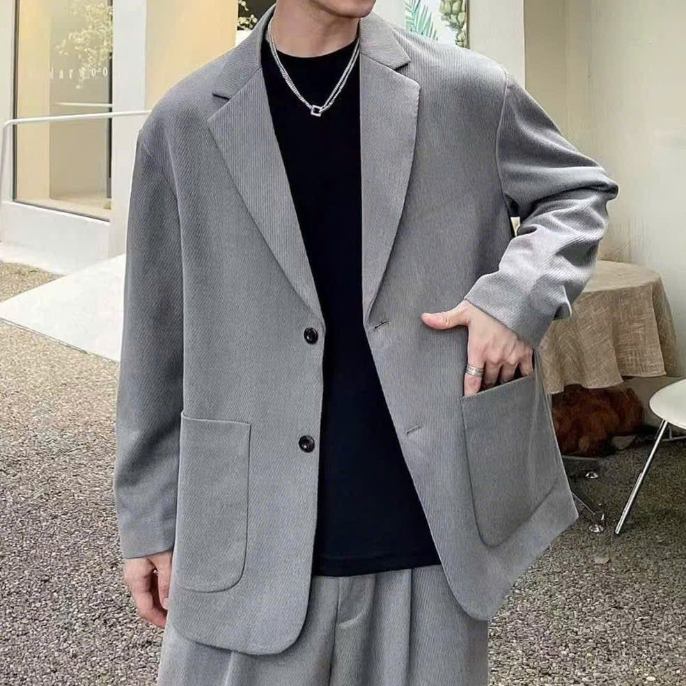  [ẢNH THẬT] Set Blazer Nam Dáng Hàn Trơn 9810 