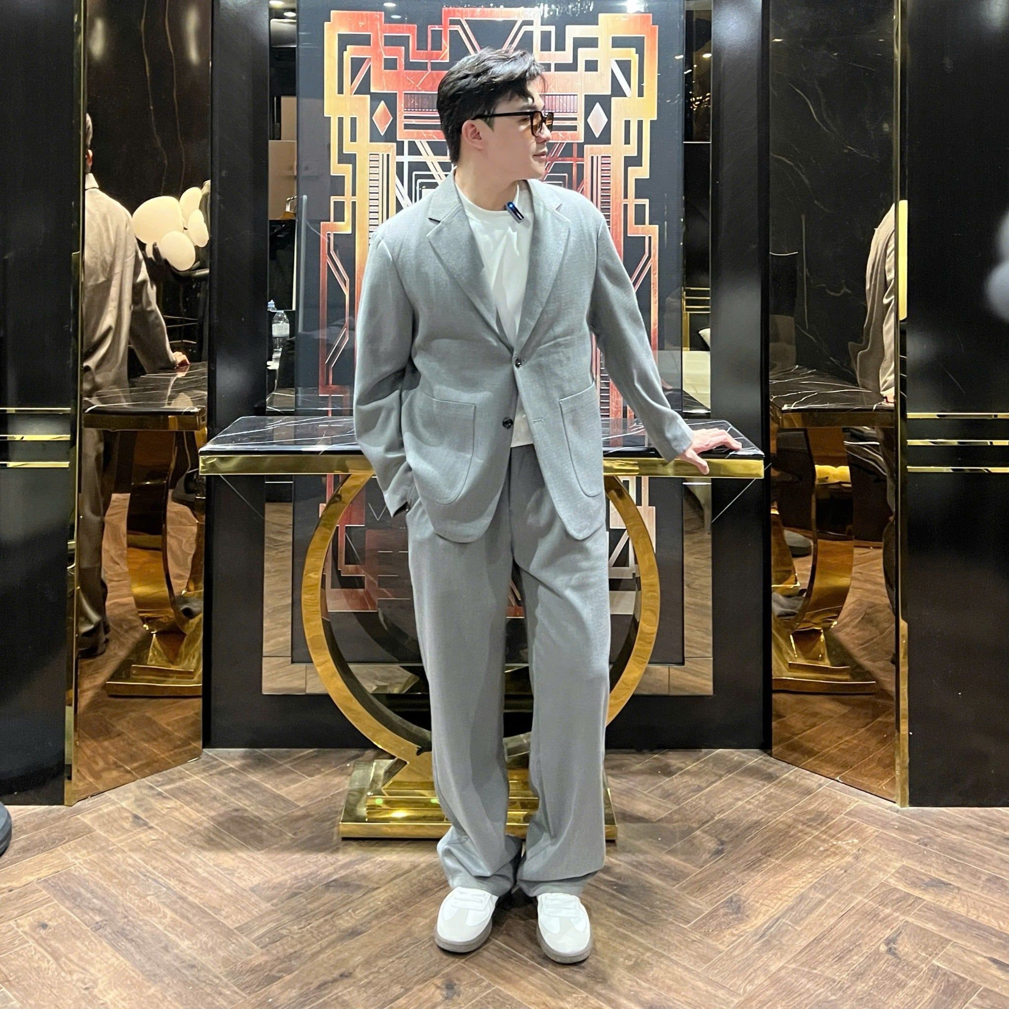  [ẢNH THẬT] Set Blazer Nam Dáng Hàn Trơn 9810 