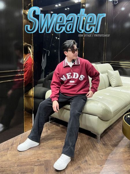  [ẢNH THẬT] Áo Dài Tay Nỉ Nam Nữ Thêu Chữ MEDS 3396 