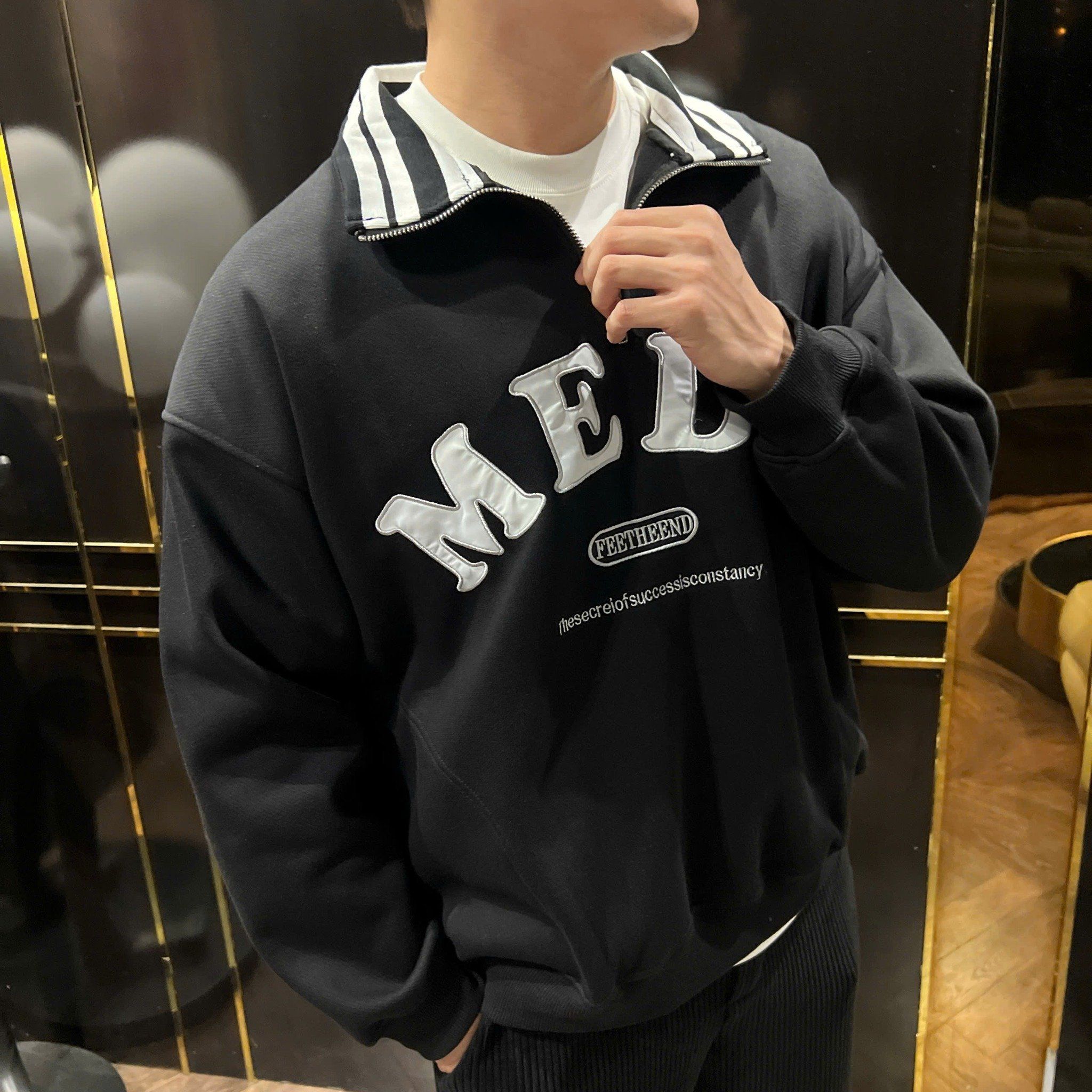  [ẢNH THẬT] Áo Dài Tay Nỉ Nam Nữ Thêu Chữ MEDS 3396 