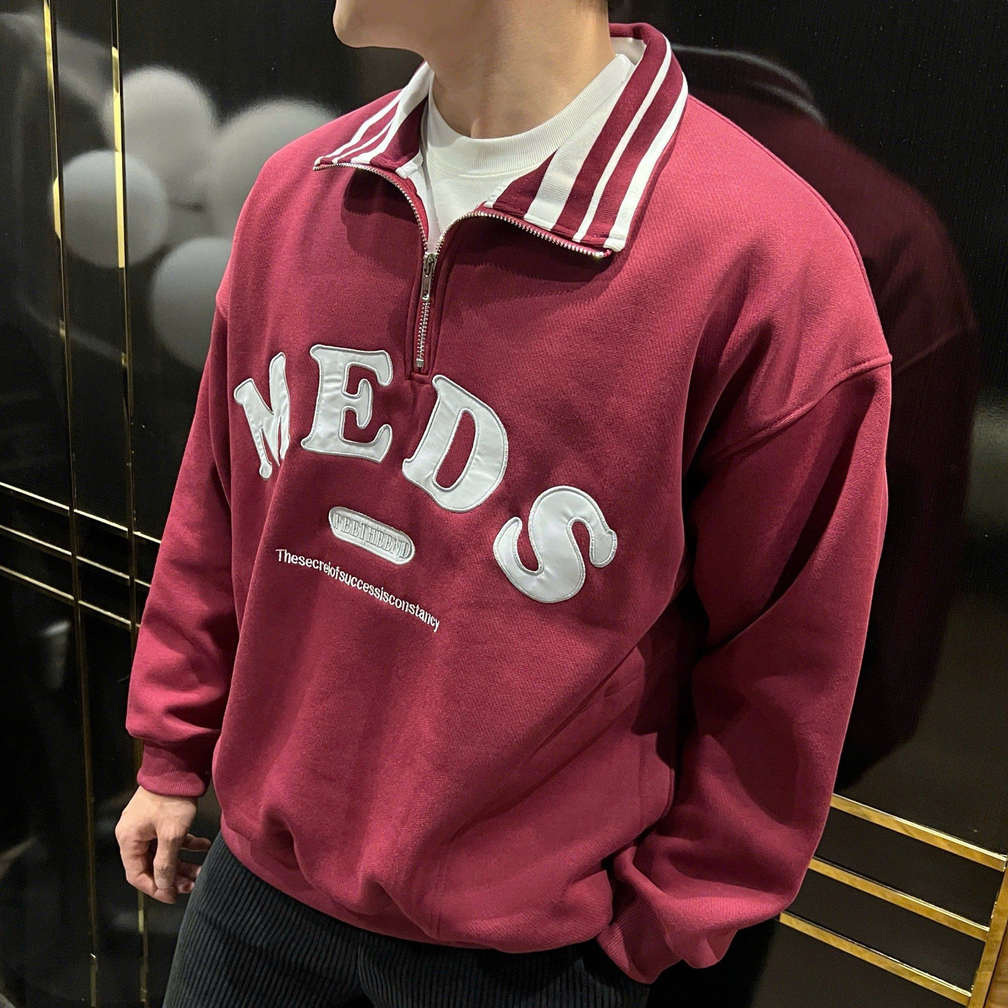  [ẢNH THẬT] Áo Dài Tay Nỉ Nam Nữ Thêu Chữ MEDS 3396 