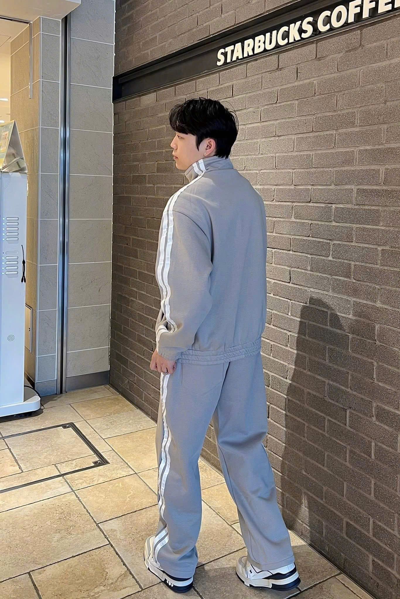  [ẢNH THẬT] Bộ Nỉ Nam Sọc Tay Khoá Kéo Logo Thêu 3253 