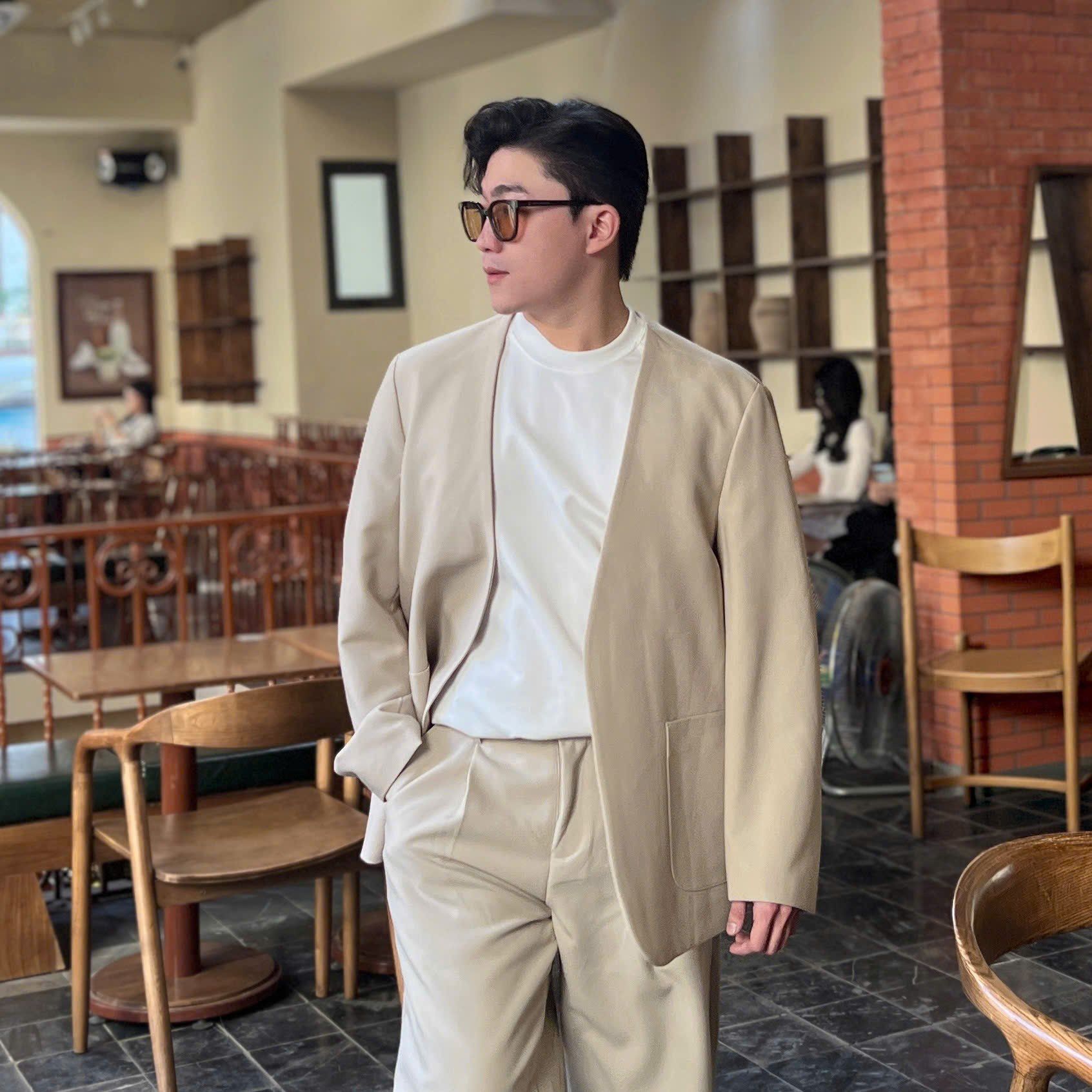  [ẢNH THẬT] Set Blazer Nam Dáng Hàn Trơn Không Vạt 8863 