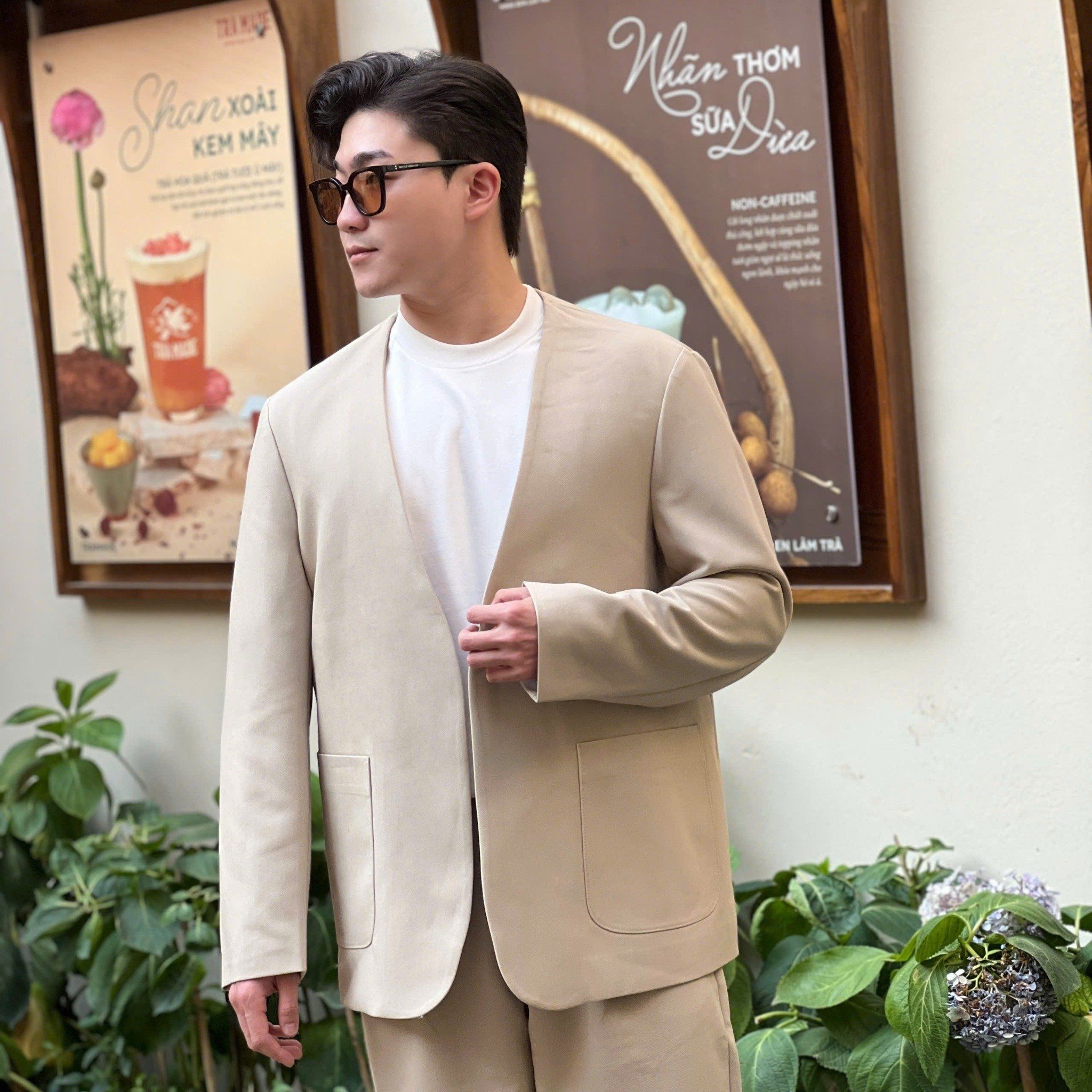  [ẢNH THẬT] Set Blazer Nam Dáng Hàn Trơn Không Vạt 8863 