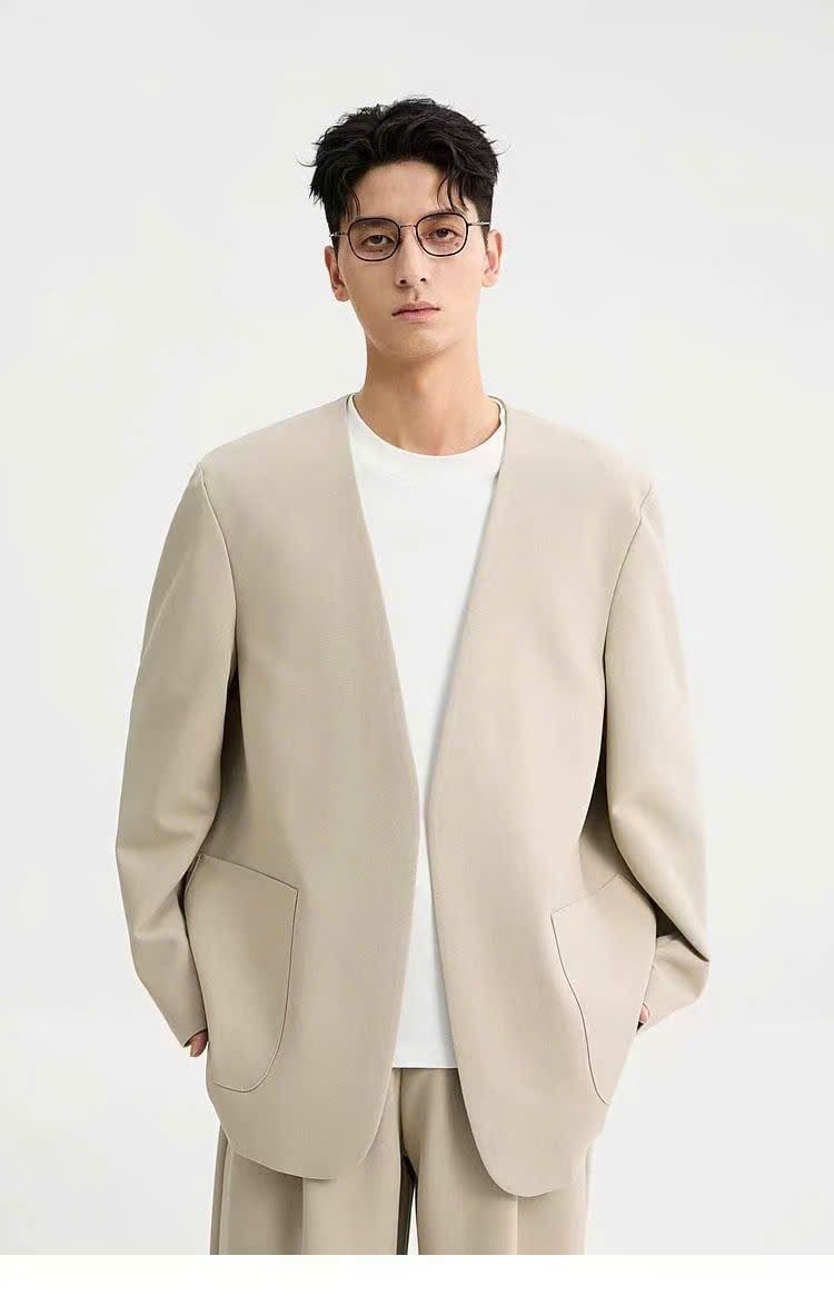  [ẢNH THẬT] Set Blazer Nam Dáng Hàn Trơn Không Vạt 8863 