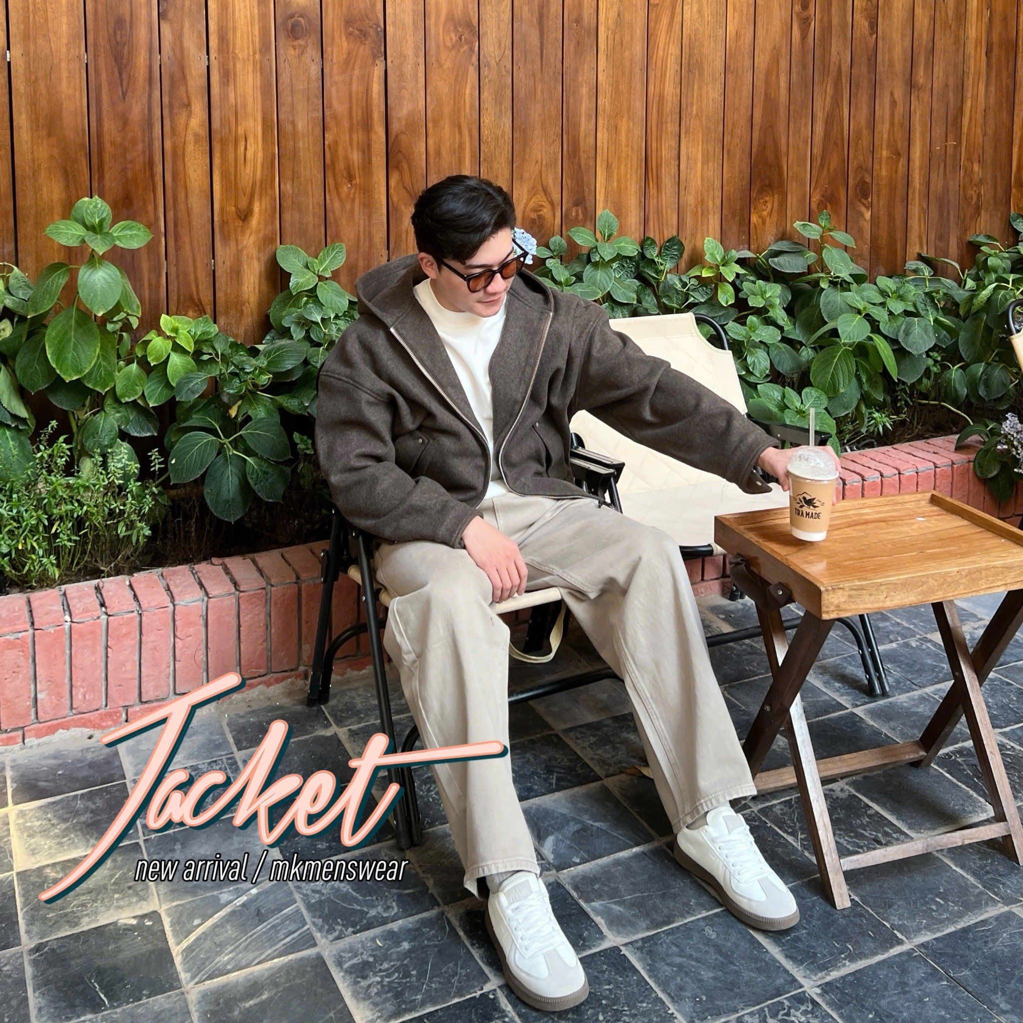  [ẢNH THẬT] Áo Khoác Nam khoá Kéo Có Mũ Trơn 25226 