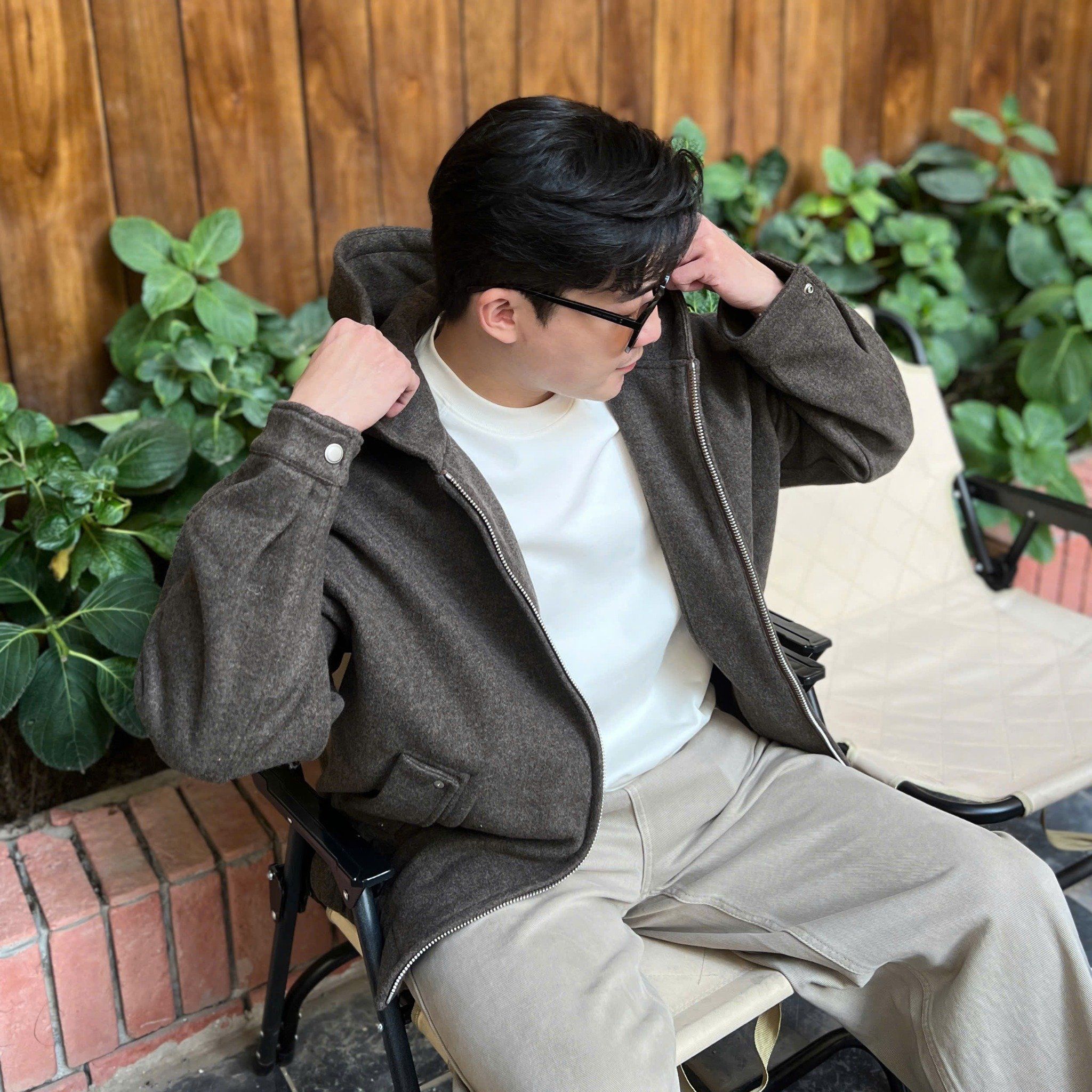  [ẢNH THẬT] Áo Khoác Nam khoá Kéo Có Mũ Trơn 25226 