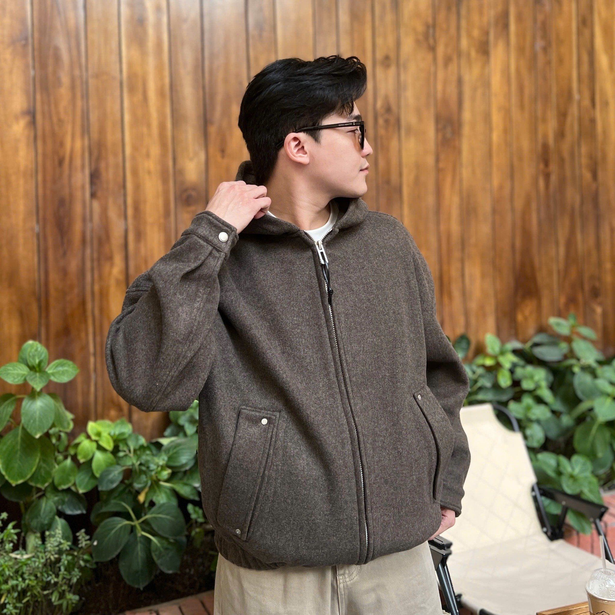  [ẢNH THẬT] Áo Khoác Nam khoá Kéo Có Mũ Trơn 25226 