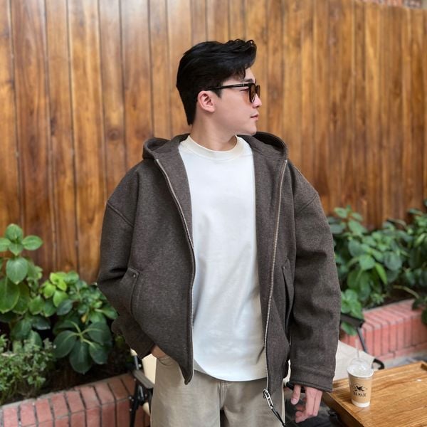  [ẢNH THẬT] Áo Khoác Nam khoá Kéo Có Mũ Trơn 25226 