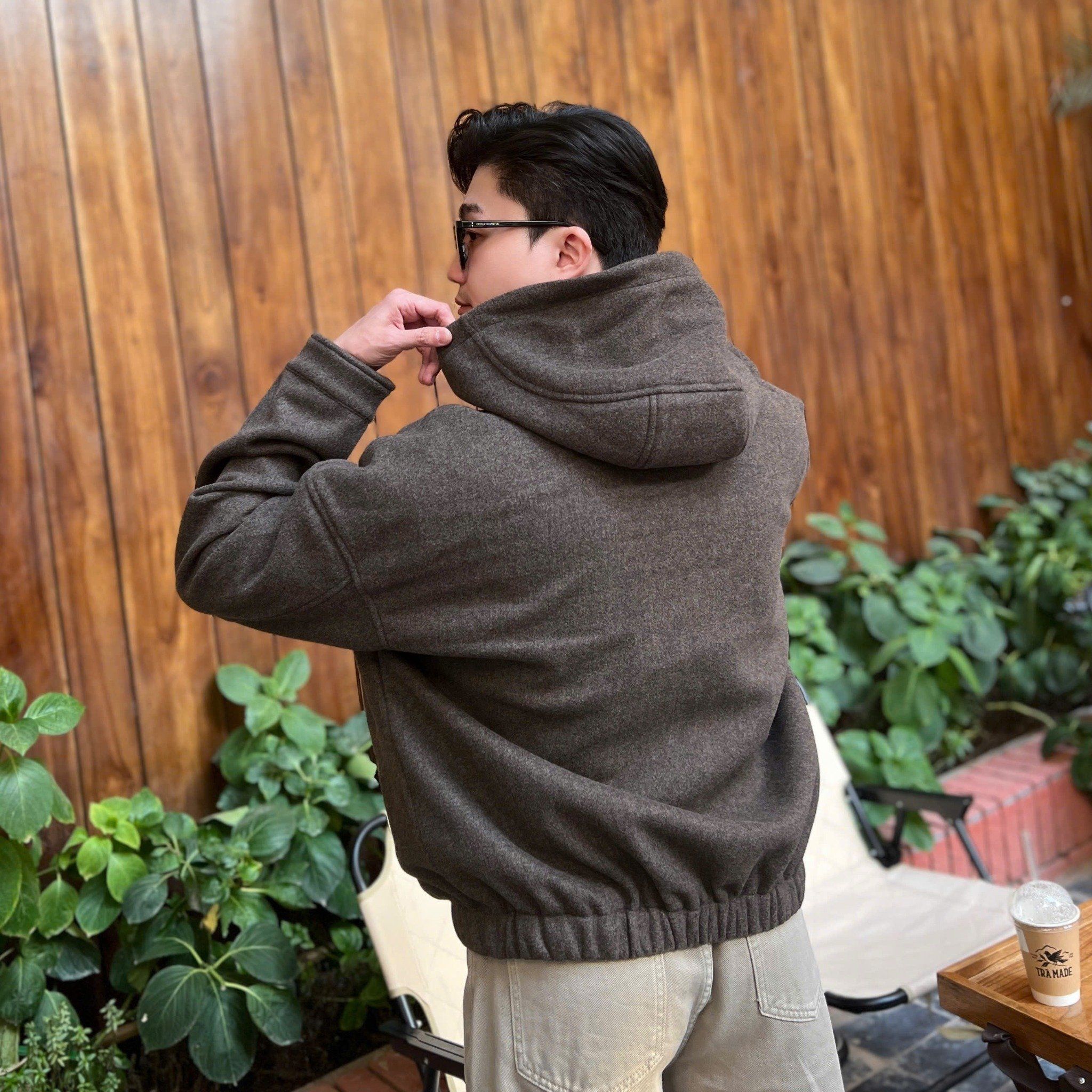  [ẢNH THẬT] Áo Khoác Nam khoá Kéo Có Mũ Trơn 25226 