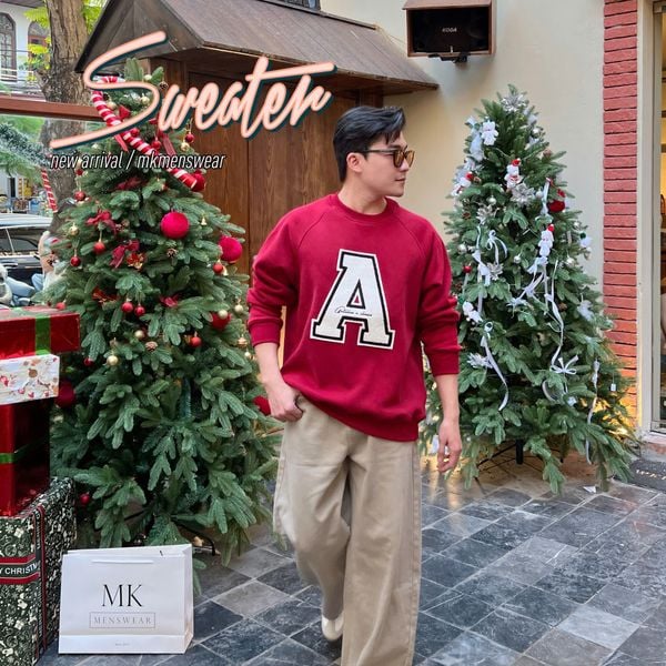  [ẢNH THẬT] Áo Dài Tay Nỉ Nam Nữ Thêu Chữ A 3090 