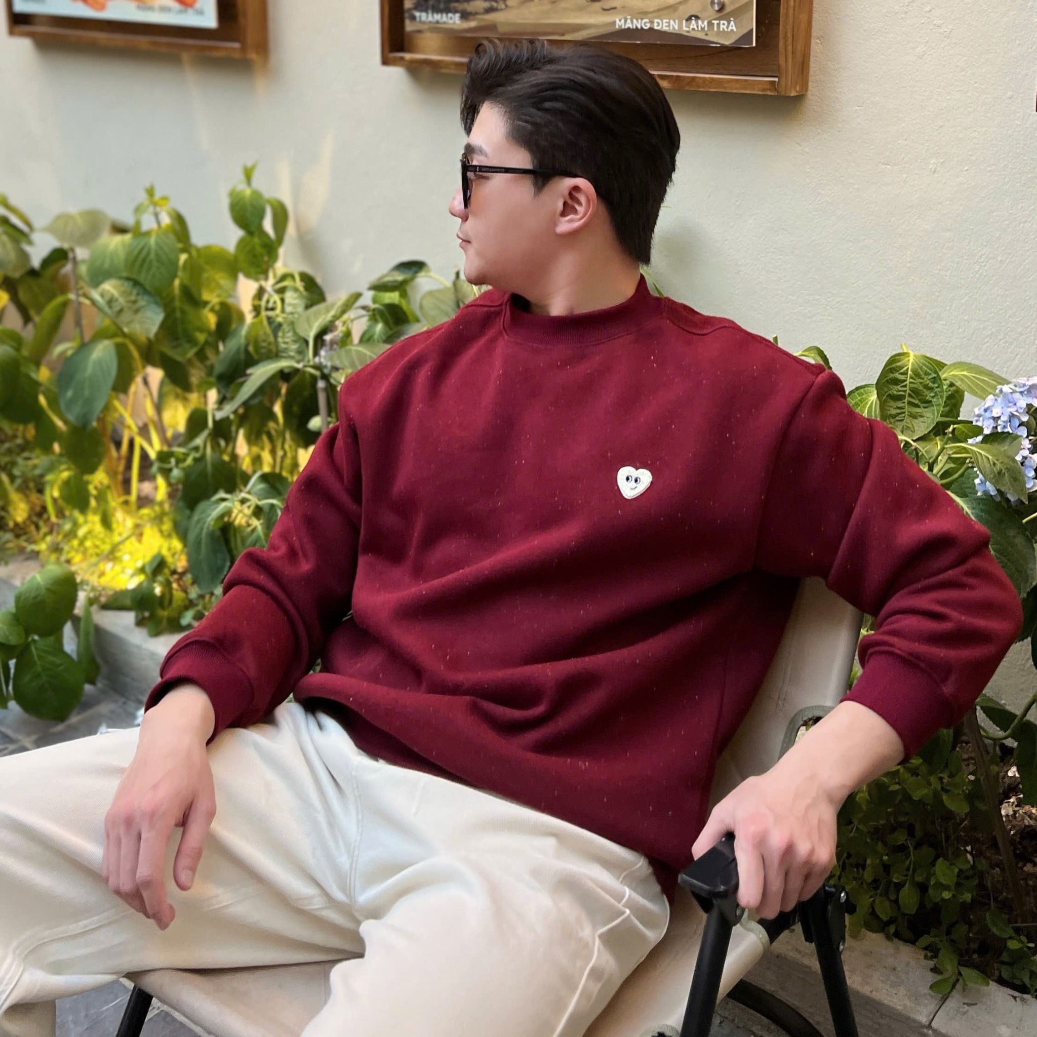  [ẢNH THẬT] ÁO Nỉ Dài Tay Nam Thêu Logo Tim 5528 