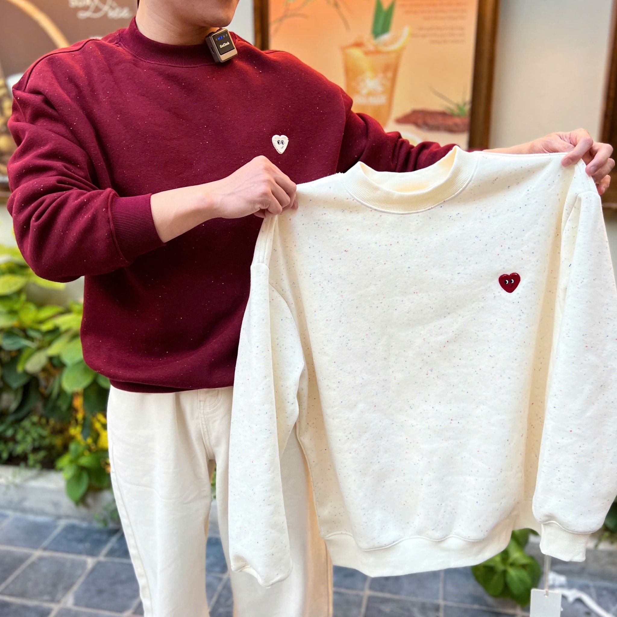  [ẢNH THẬT] ÁO Nỉ Dài Tay Nam Thêu Logo Tim 5528 