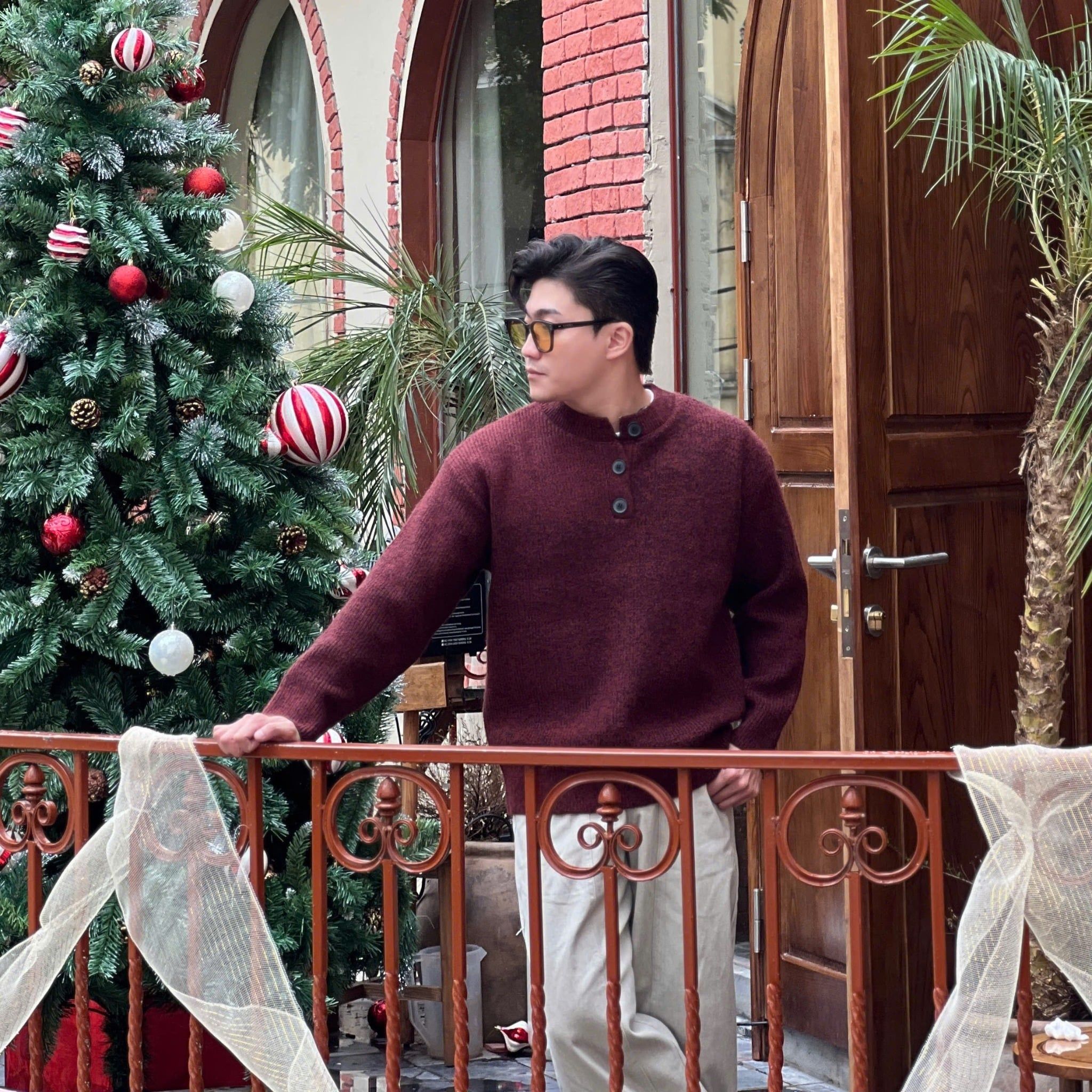  [ẢNH THẬT] Áo Len Dài Tay Nam Nữ Cúc Cổ Trơn 6626 