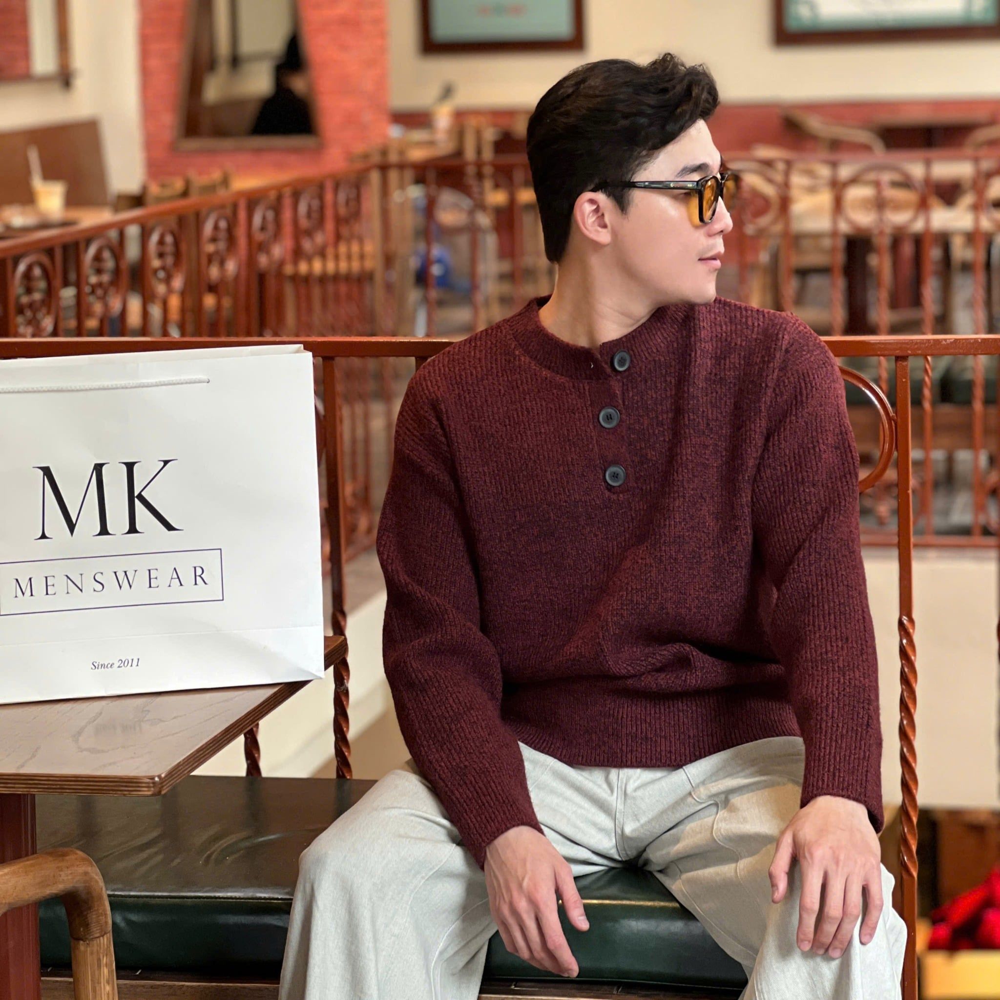  [ẢNH THẬT] Áo Len Dài Tay Nam Nữ Cúc Cổ Trơn 6626 