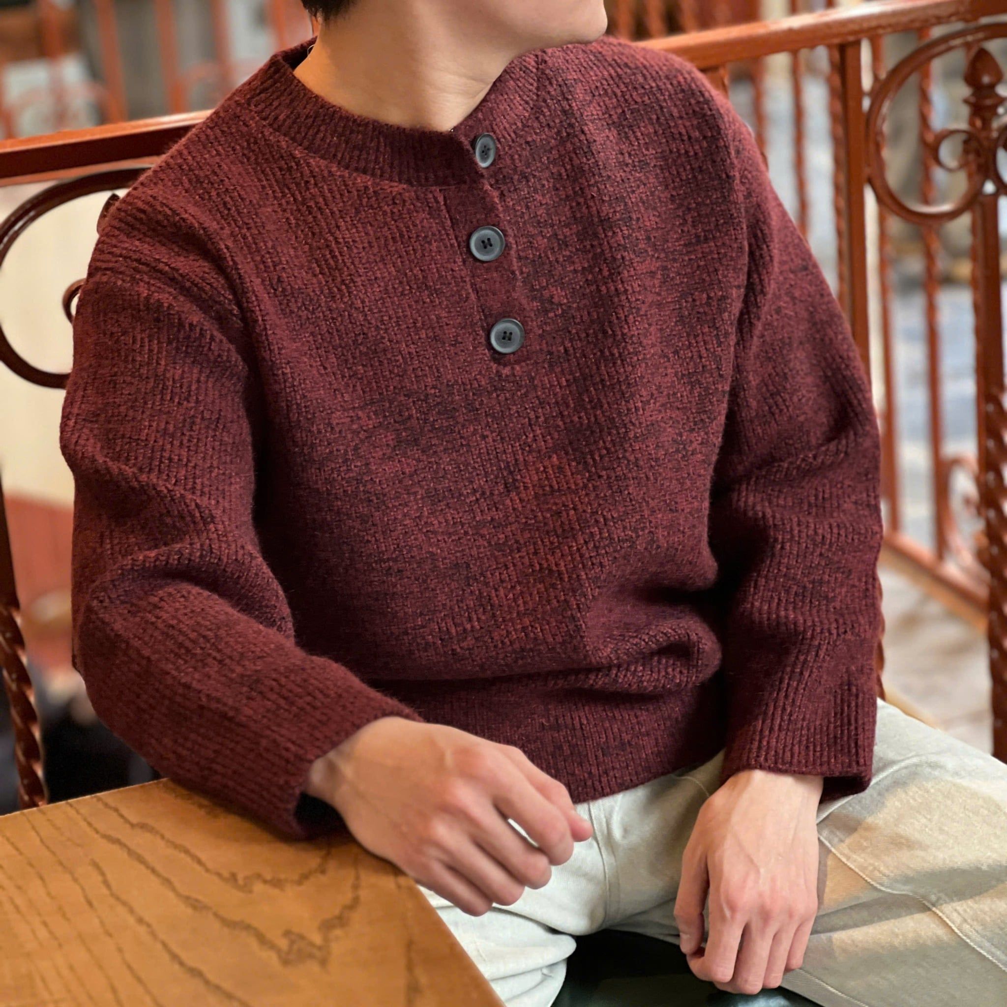  [ẢNH THẬT] Áo Len Dài Tay Nam Nữ Cúc Cổ Trơn 6626 