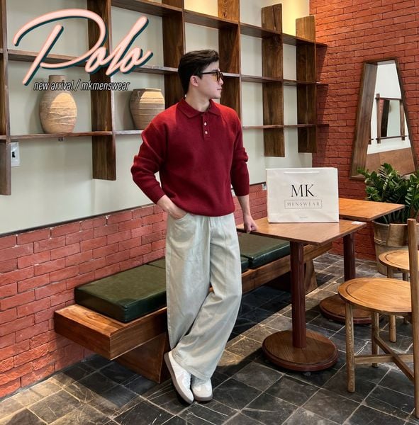  [ẢNH THẬT] Polo Len Dài Tay Nam Trơn M6750 