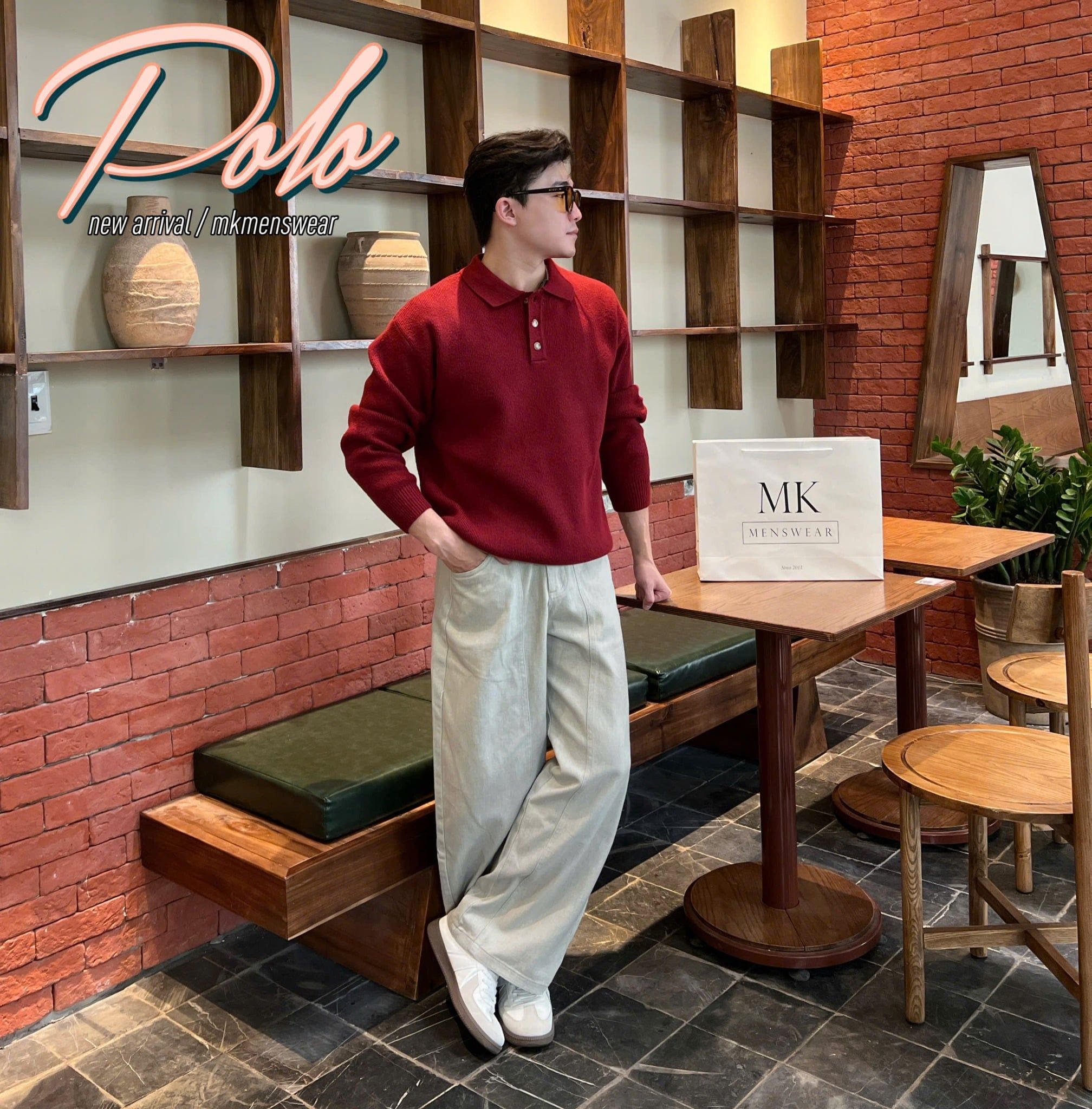  [ẢNH THẬT] Polo Len Dài Tay Nam Trơn M6750 