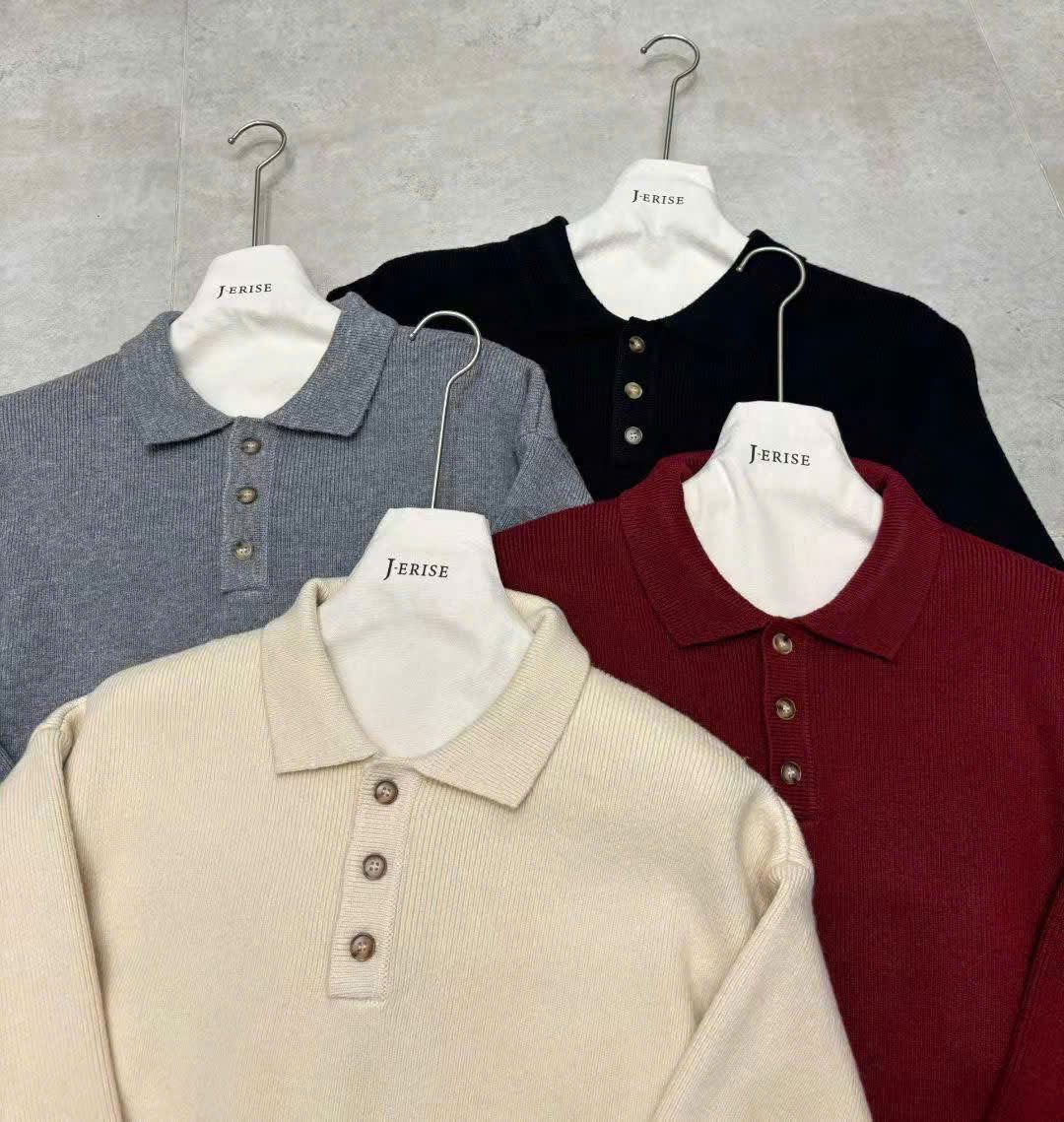  [ẢNH THẬT] Polo Len Dài Tay Nam Trơn M6750 